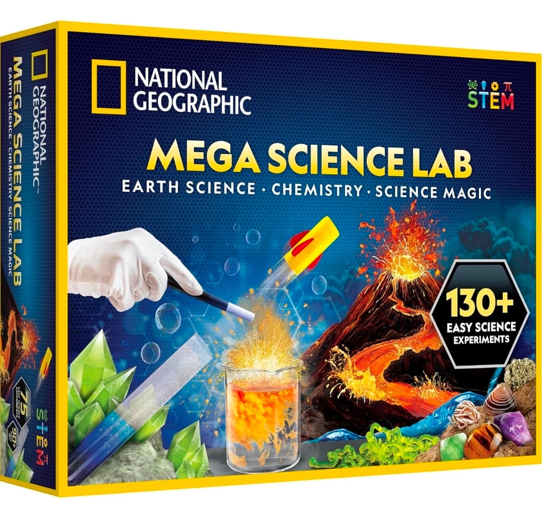 National Geographic Mega Science Lab - Kit for Kids with 130+ Easy Experiments, Featuring Earth Science, Chemistry Set, and Magic STEM Projects for Boys and Girls (Amazon Exclusive)