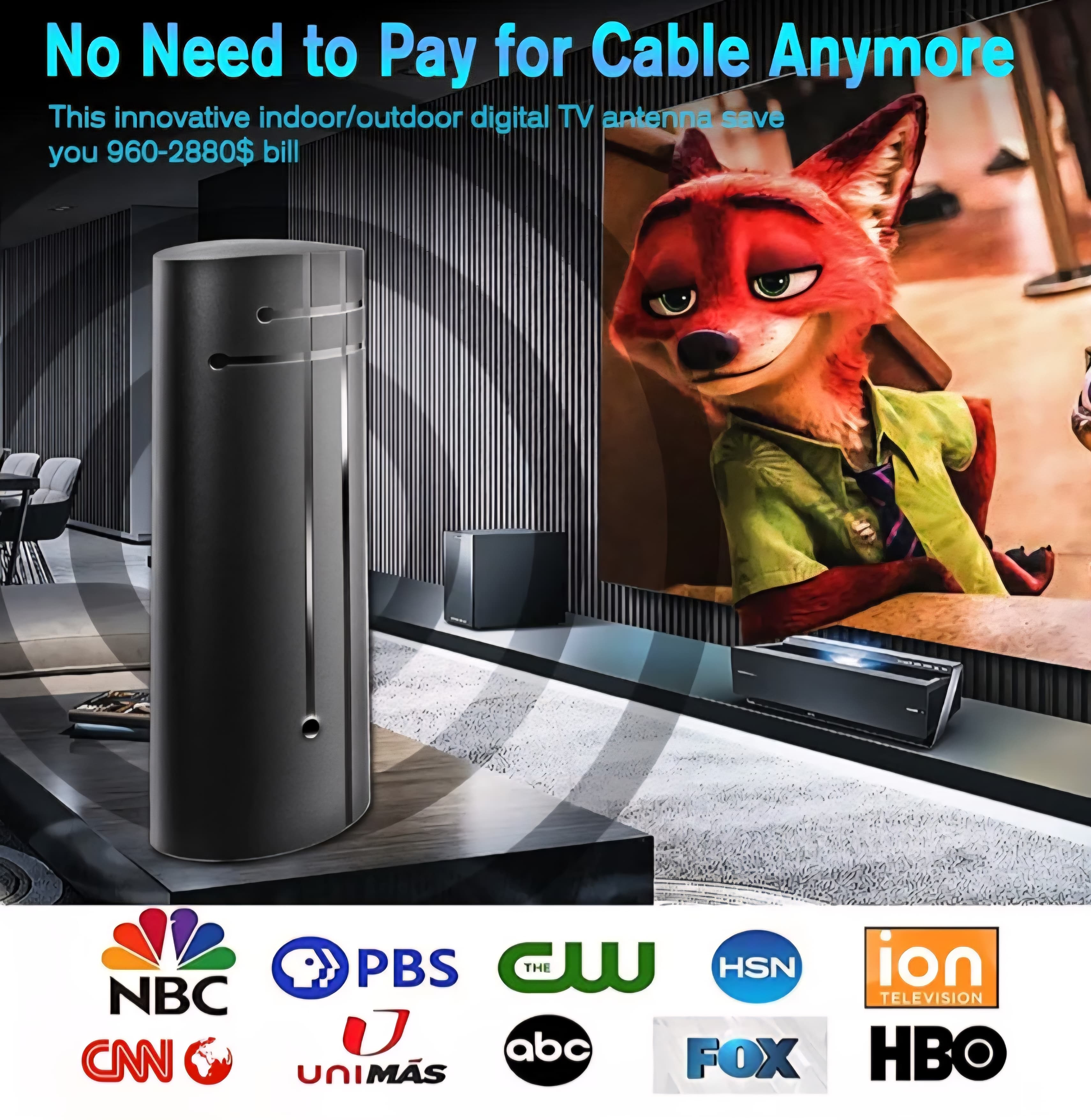 TV Antenna Indoor Outdoor, 3200+ Miles Range Amplified Digital TV Antenna for SmartTV and All OlderTV - 36ft HD Cable - 300+ Channels - Support 4K 8K 1080p and Other Resolutions