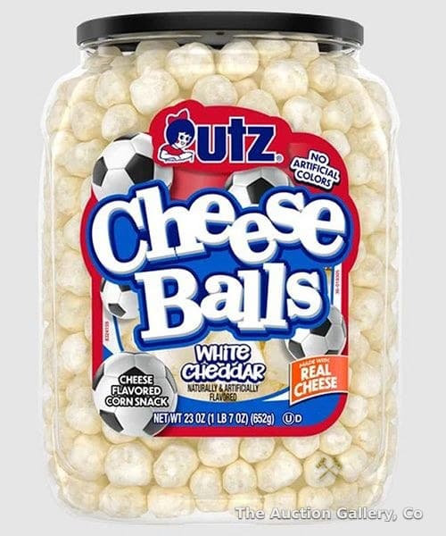Utz Cheese Balls White Cheddar in Plastic Barrel