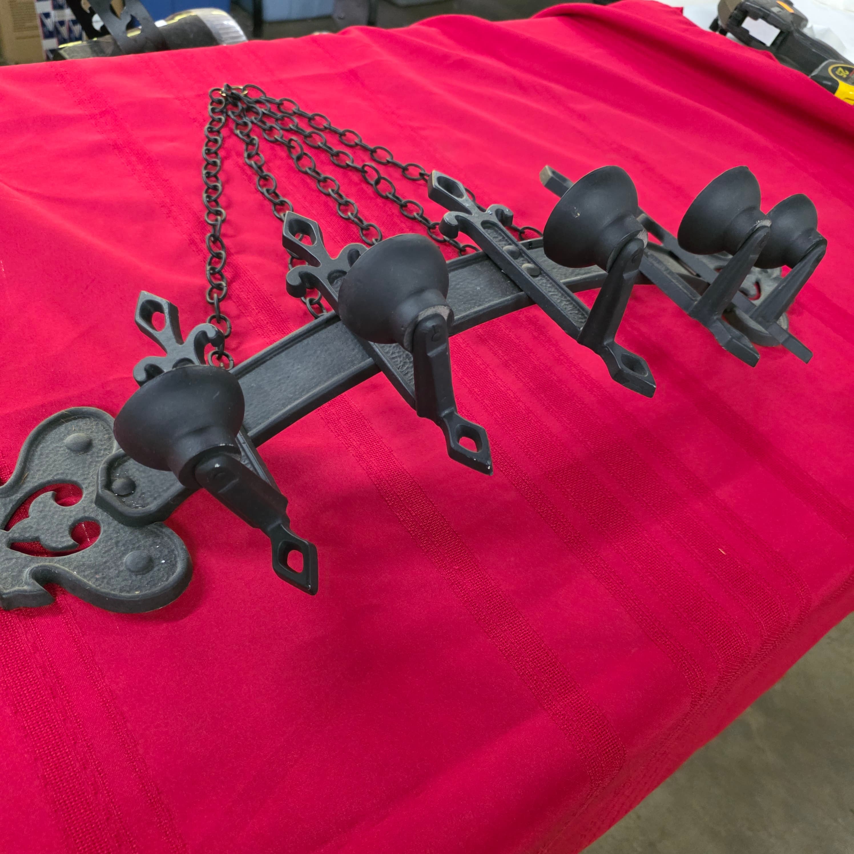 Vintage Cast Metal Chandelier, 28 Inches