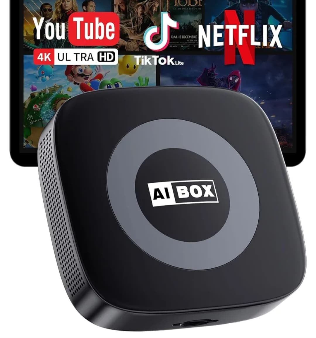 Ai Magic Box for Streaming Netflix/YouTube/TikTok, Wireless CarPlay Adapter Dongle Support TF Card for OEM Wired Car Play & Android Auto Cars Ai Box Carplay