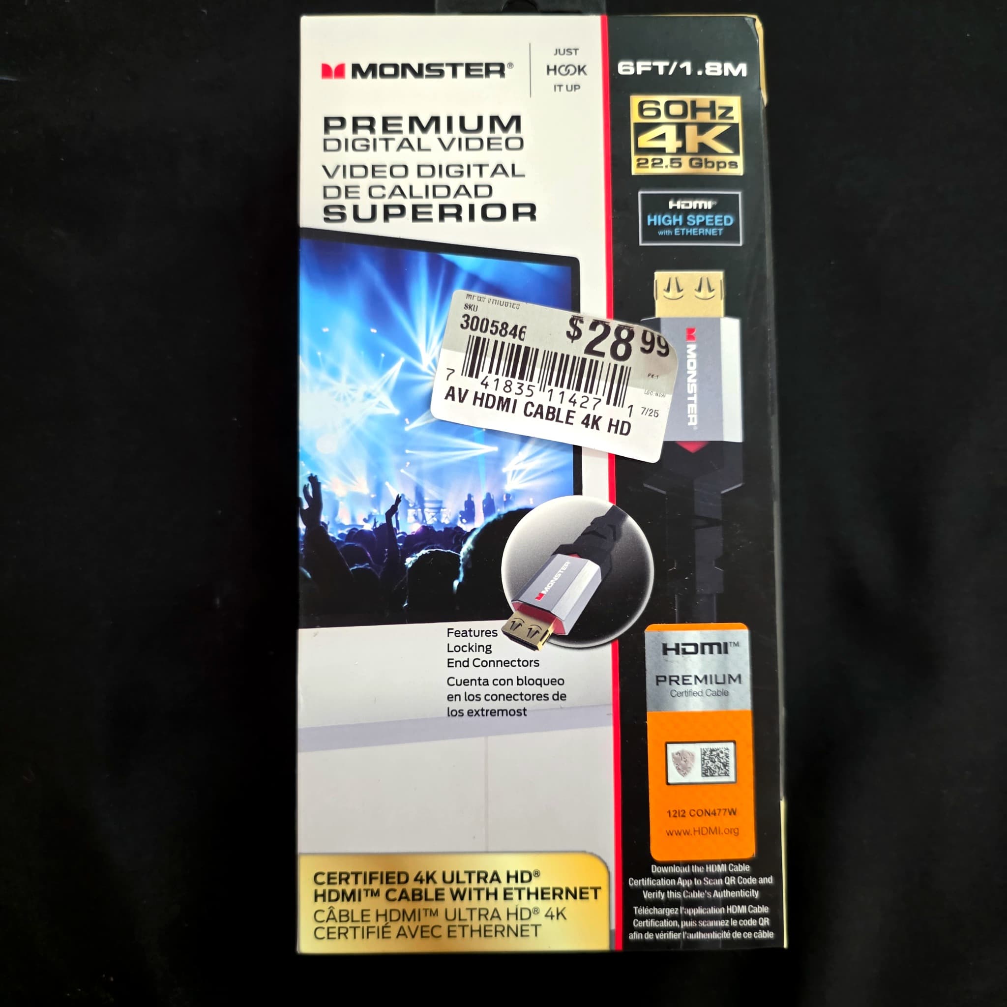 Monster Premium 4K HDMI Cable, 6 Ft