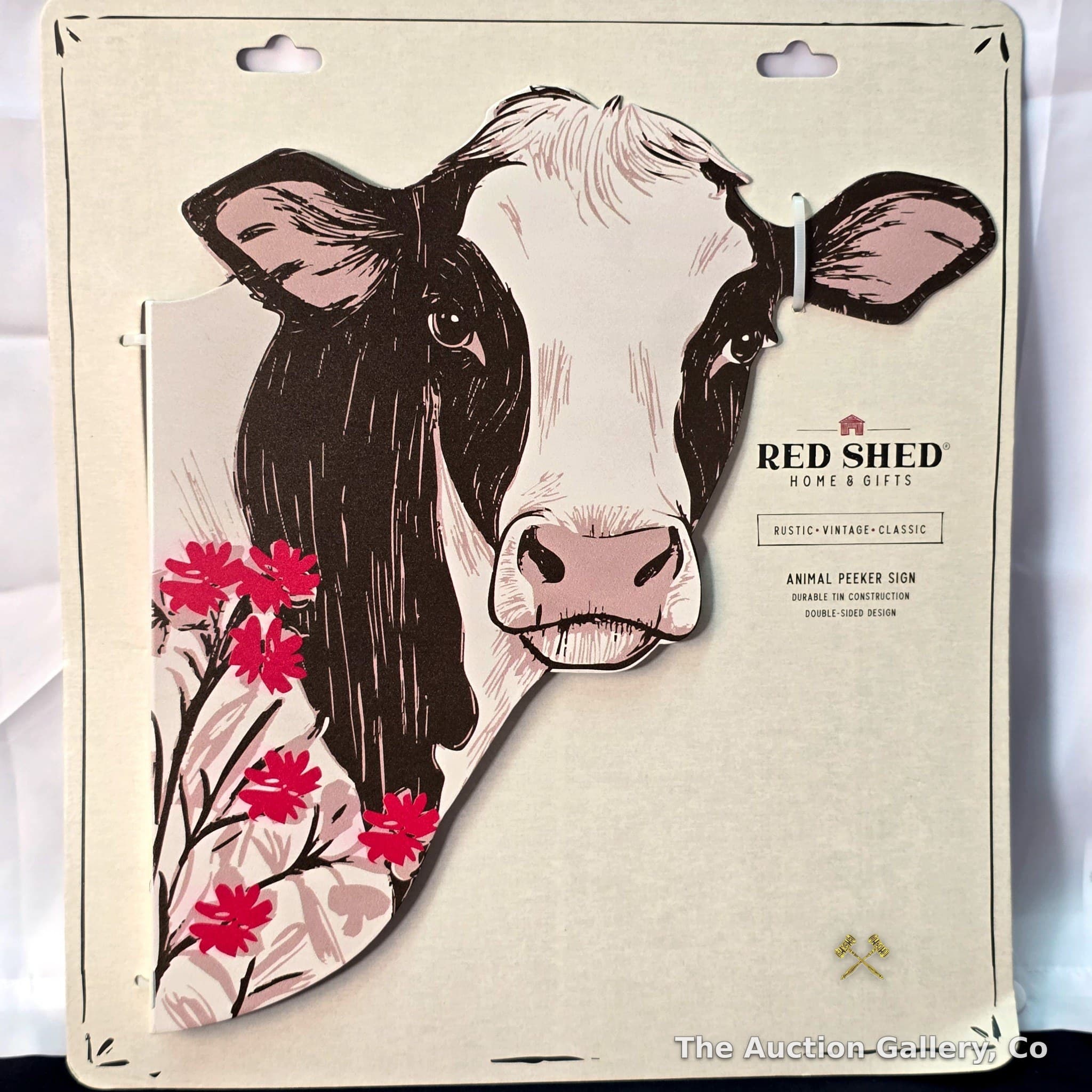 Choice - Red Shed Cow Animal Peeker Tin Sign, New