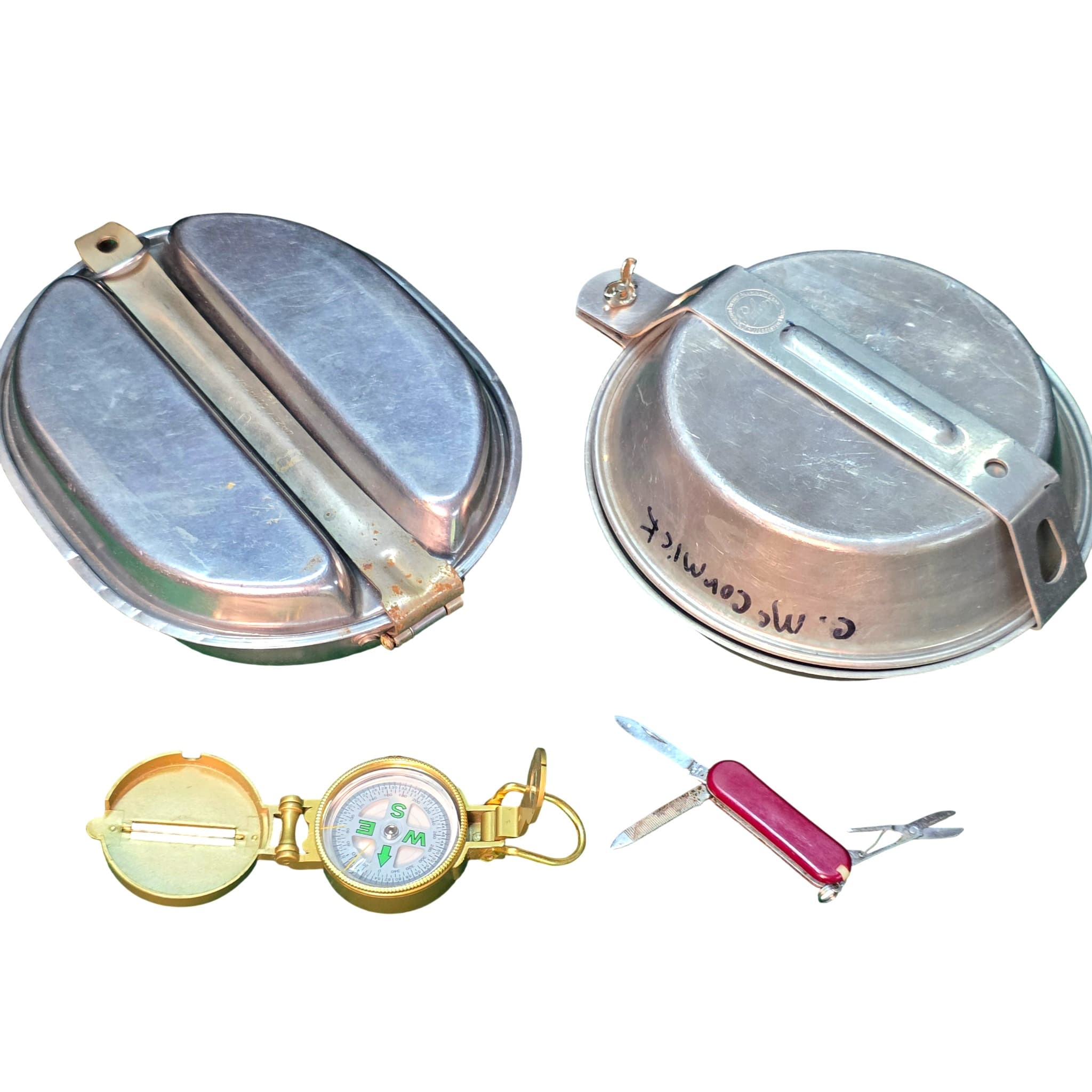 Camping Lot โ 2 Mess Kits, Compass, Pocket Knife