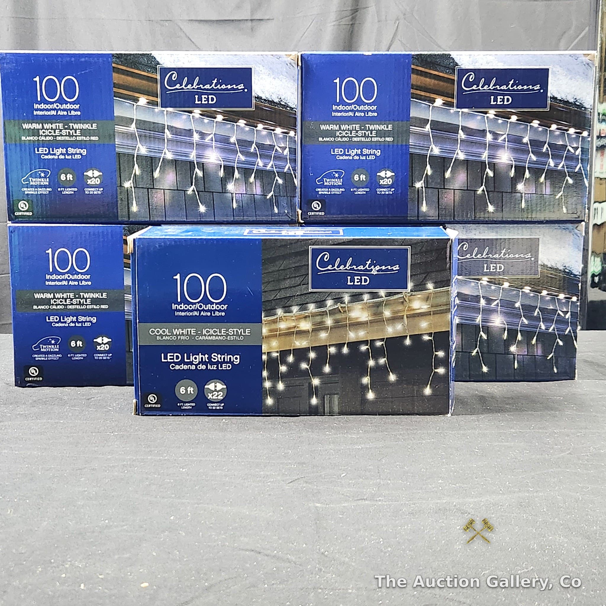 Celebrations LED Icicle Light Strings, Lot of 5 (New in Box)