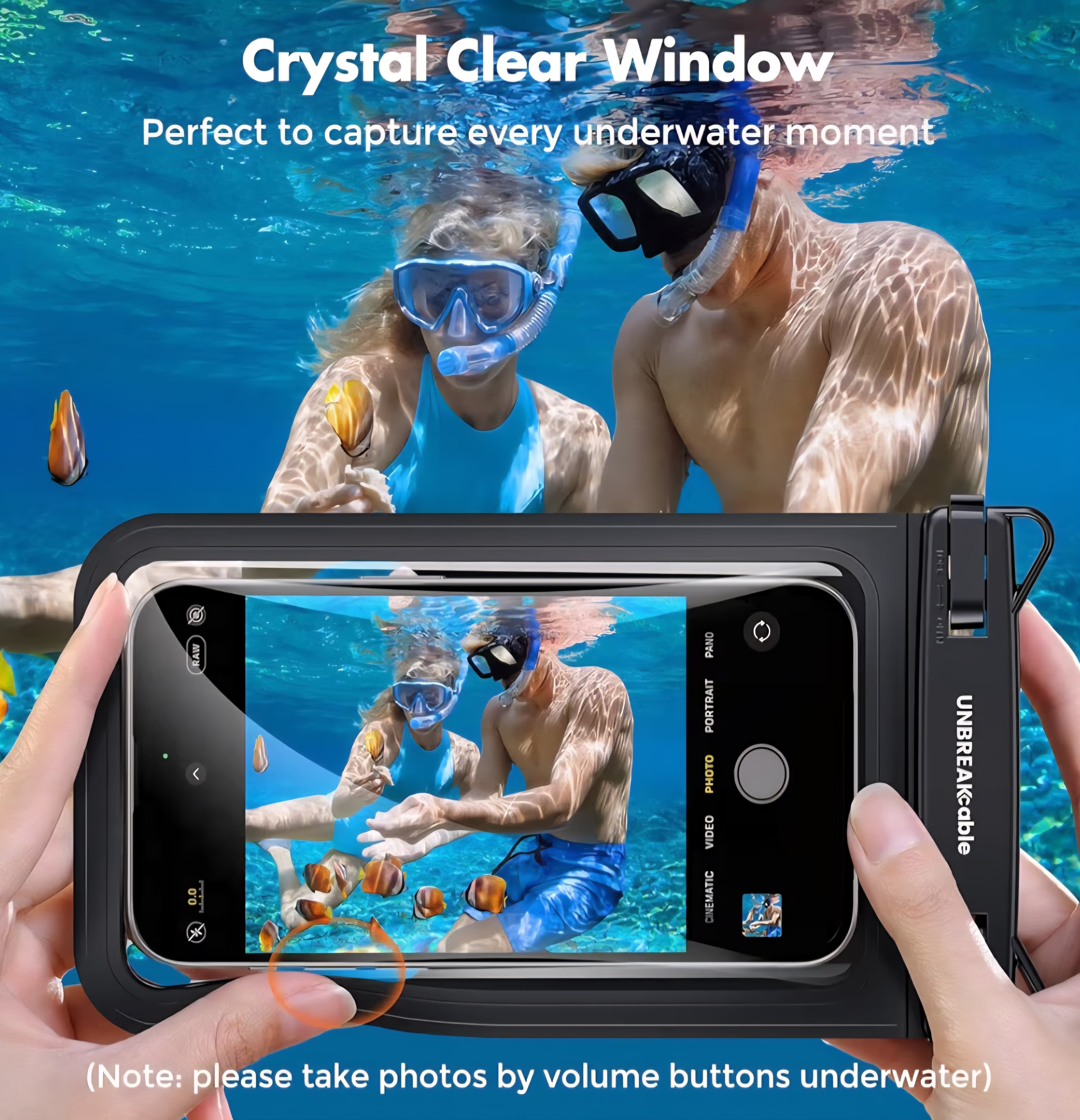 (2) IPX8 Waterproof Phone Pouches (Black & Orange)