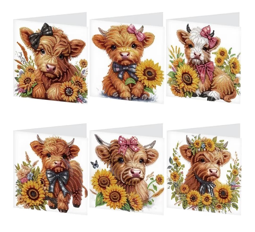 6pc Diamond Painting Greeting Cards (Cow)