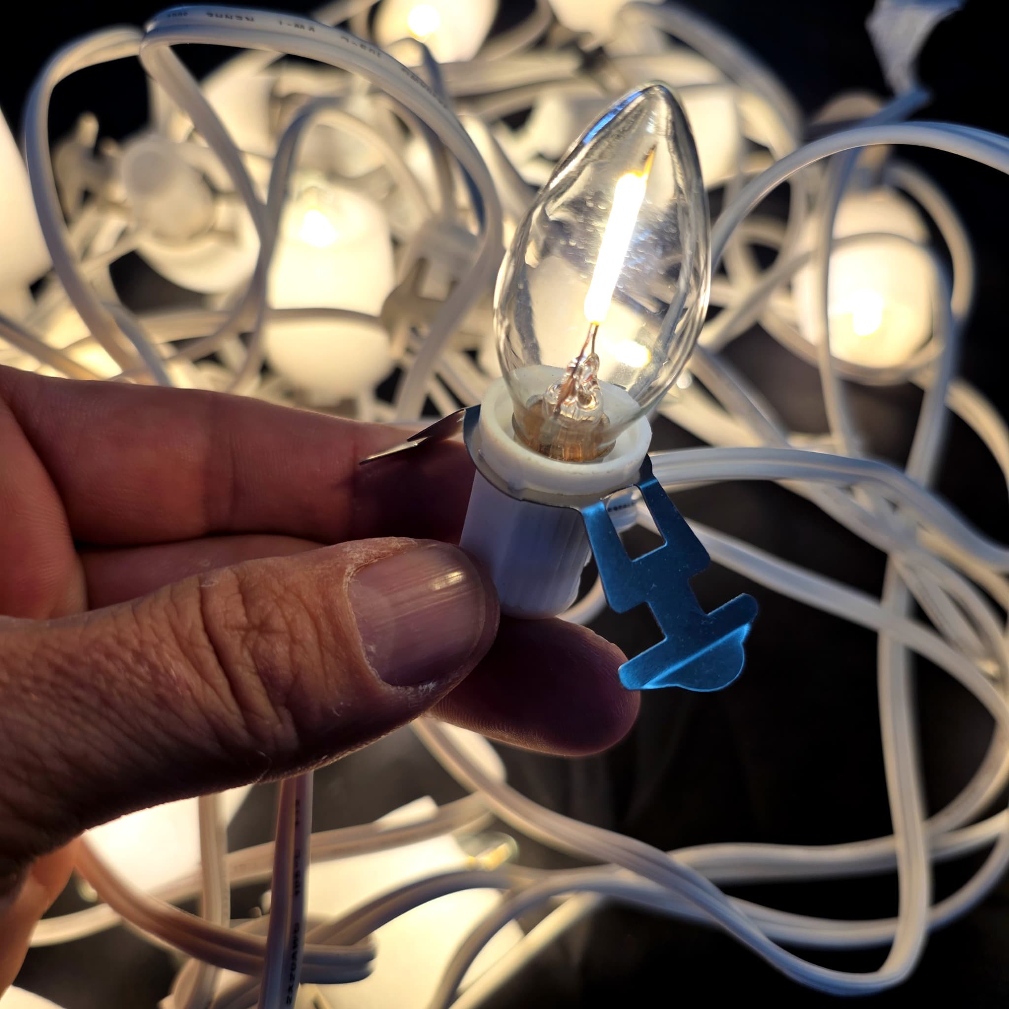 C7 LED String Marquis Sign Lights, 2 Strands, 30 Ft White Wire