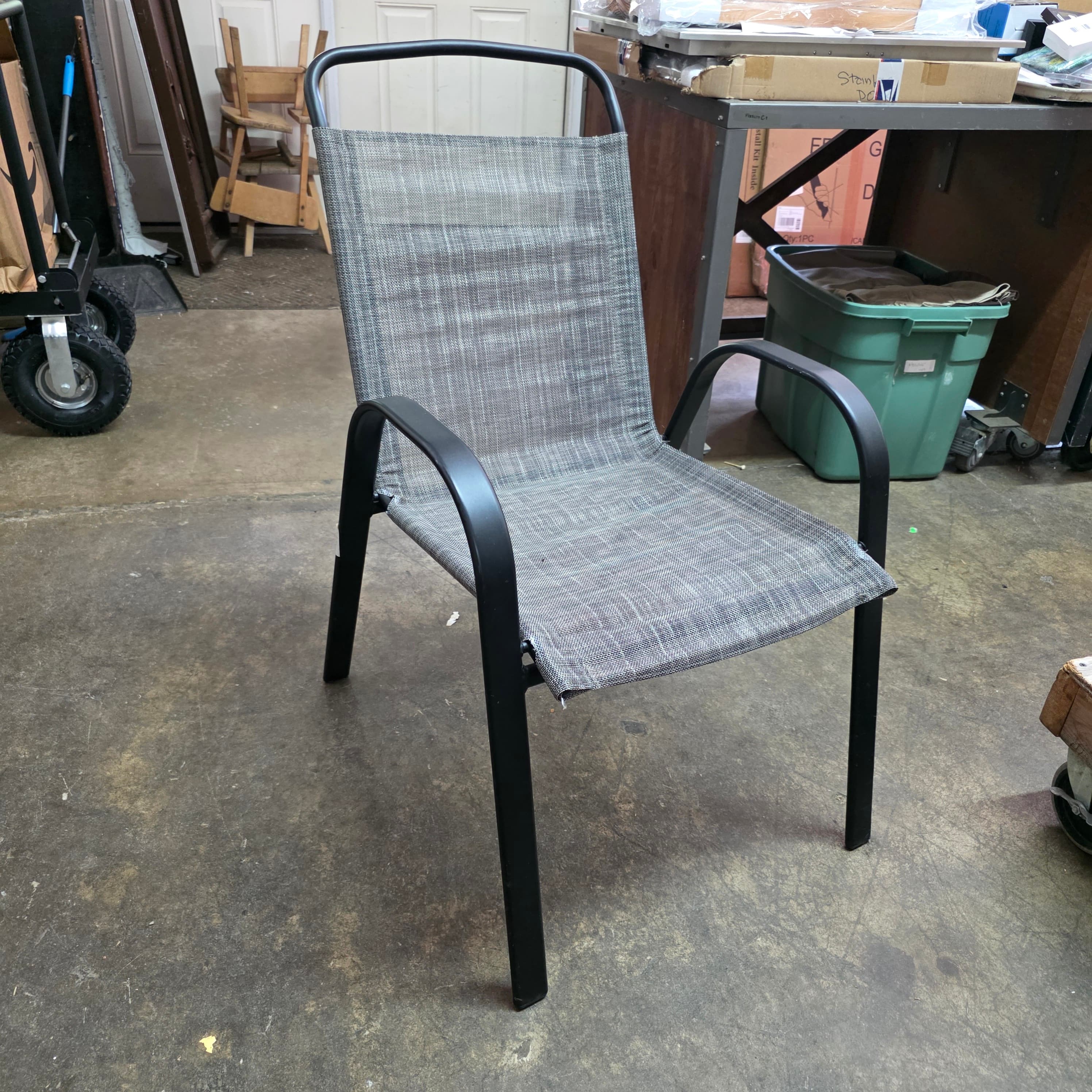 Outdoor Sling Patio Chair, Black Metal Frame