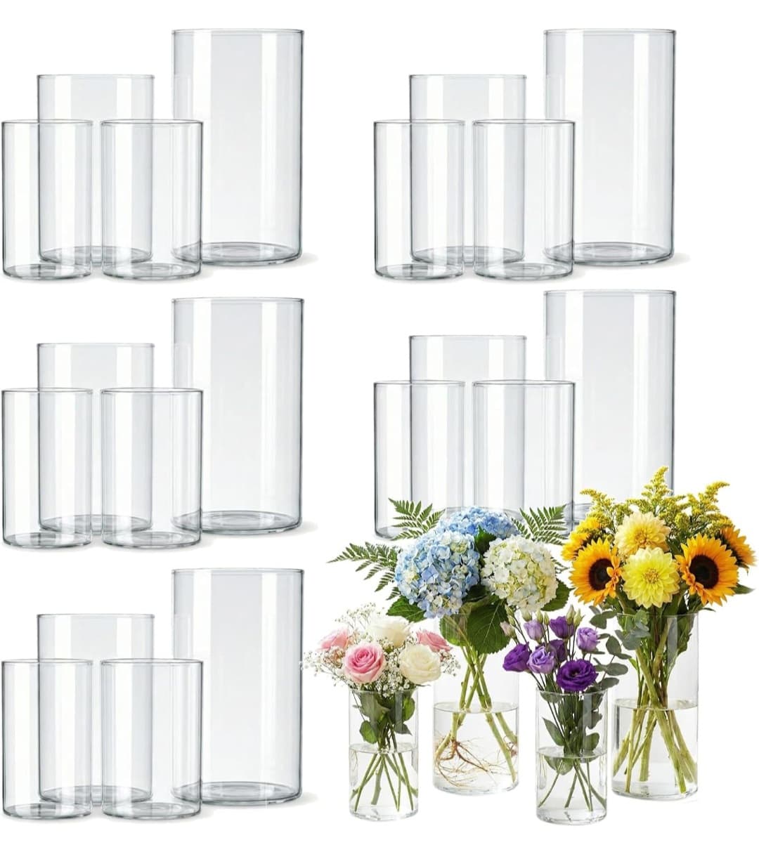 24pcs Glass Cylinder Vases