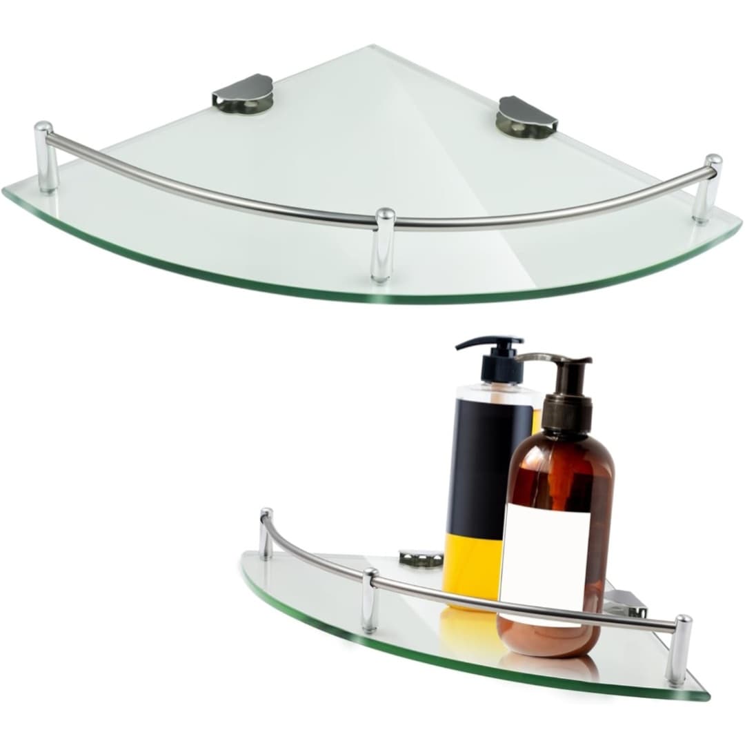 2Pcs Glass Corner Wall Shelves