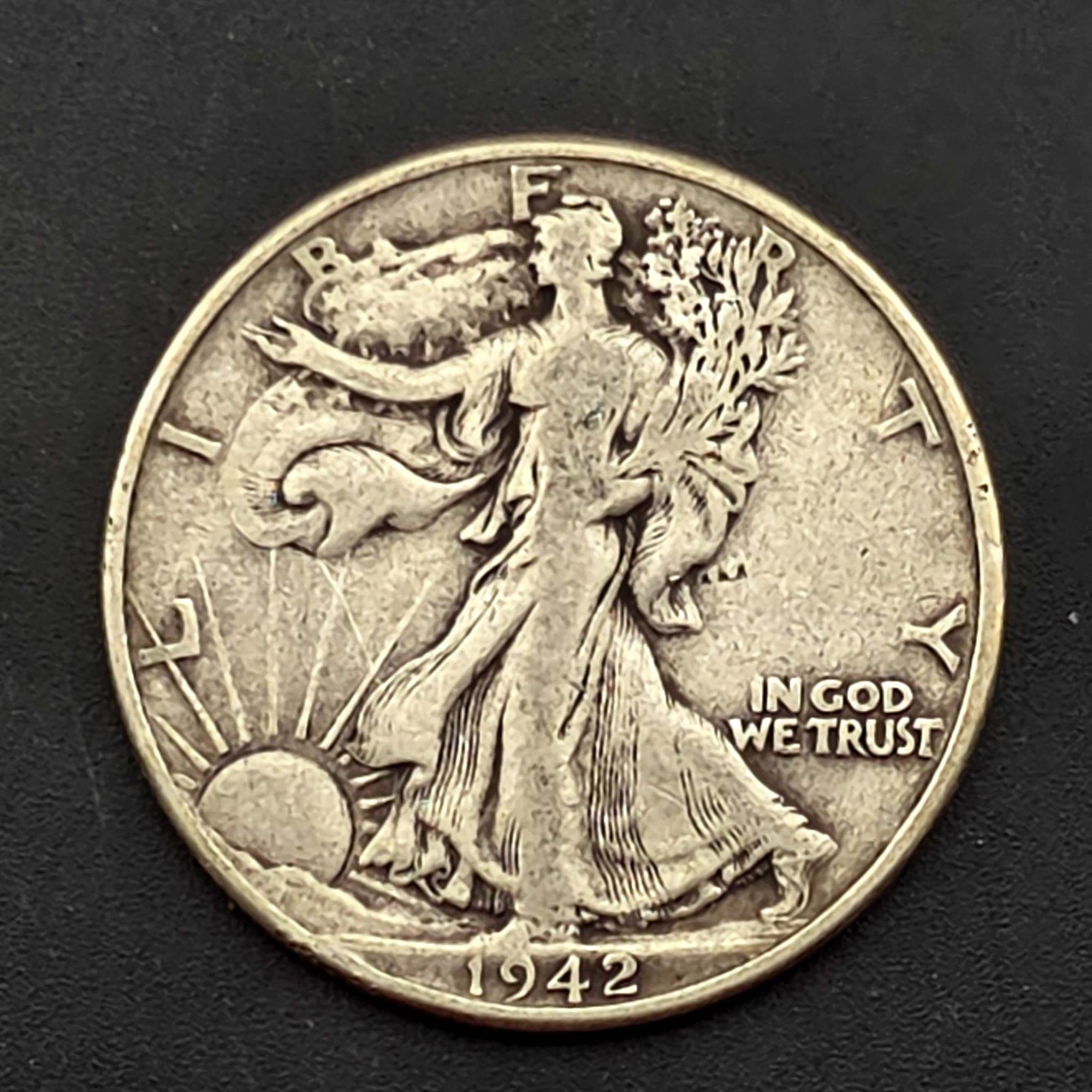 1942 Walking Liberty Half Dollar, 90% Silver