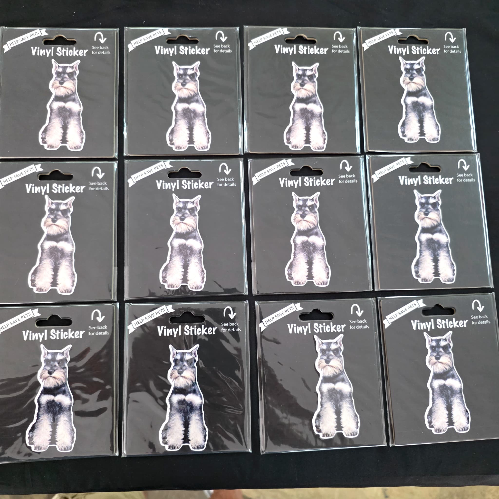 Schnauzer Vinyl Sticker Packs, Lot of 12