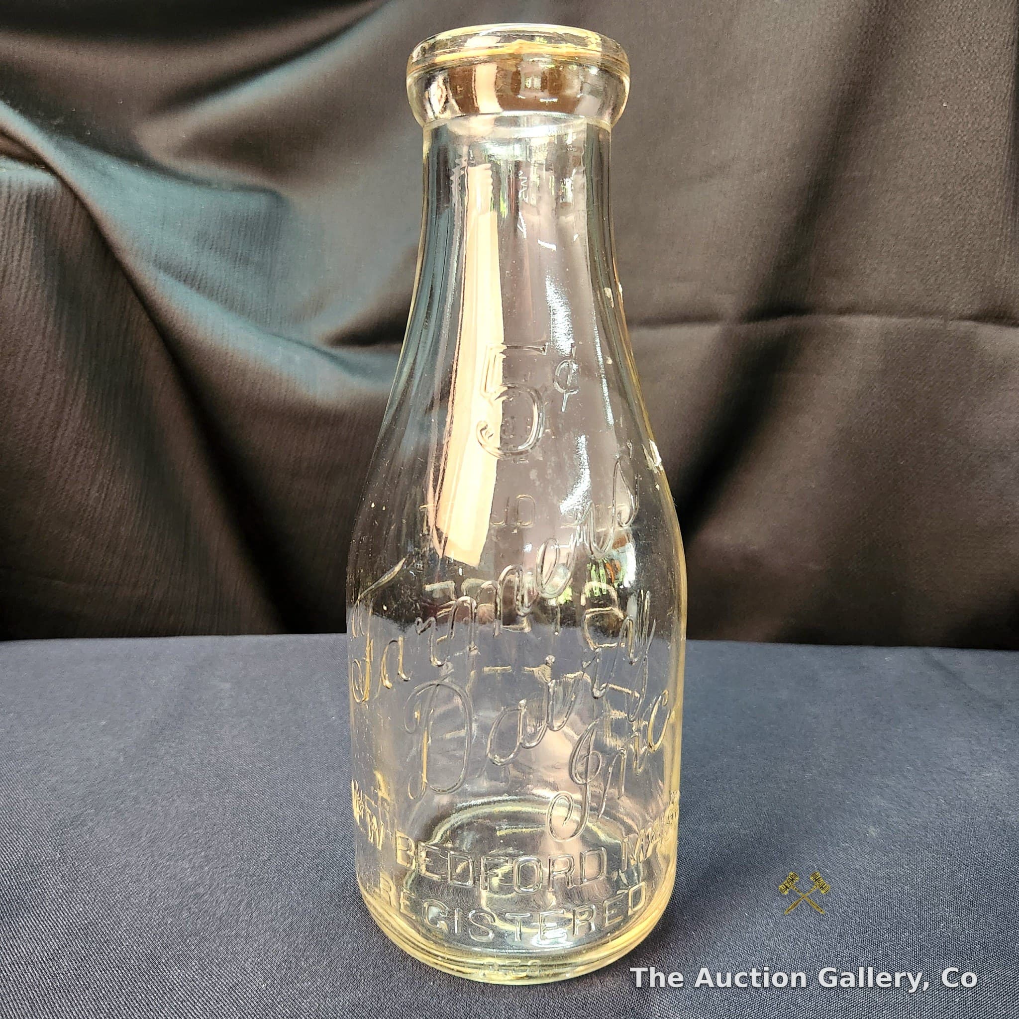 Vintage Embossed Quart Milk Bottle, Austin's Dairy Cap
