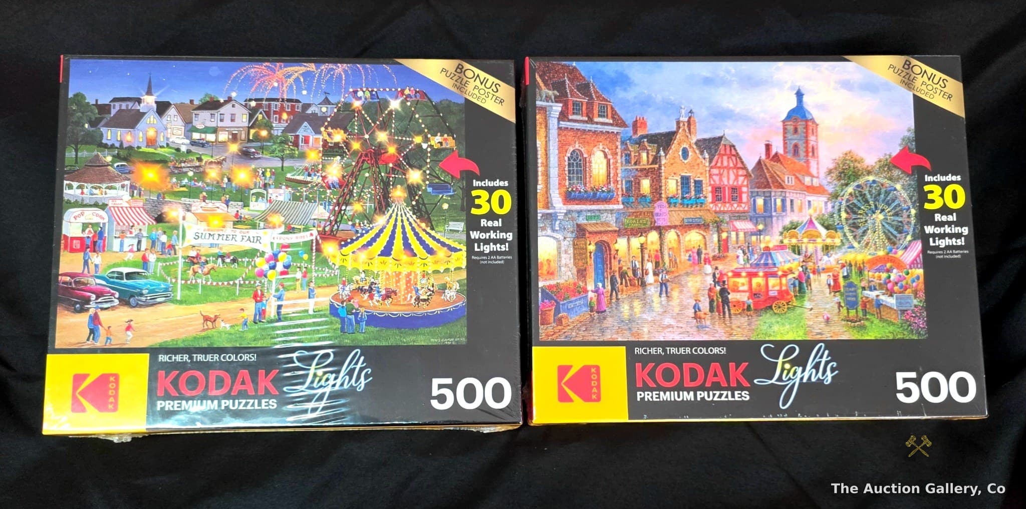 Kodak Lights Premium 500-Piece LED Puzzles, Set of 2, Factory Sealed