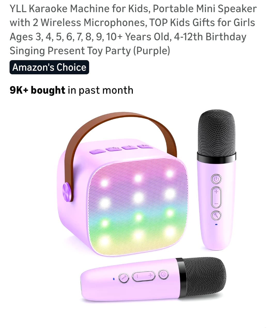 YLL Kids Karaoke Machine with 2 Wireless Microphones, Purple
