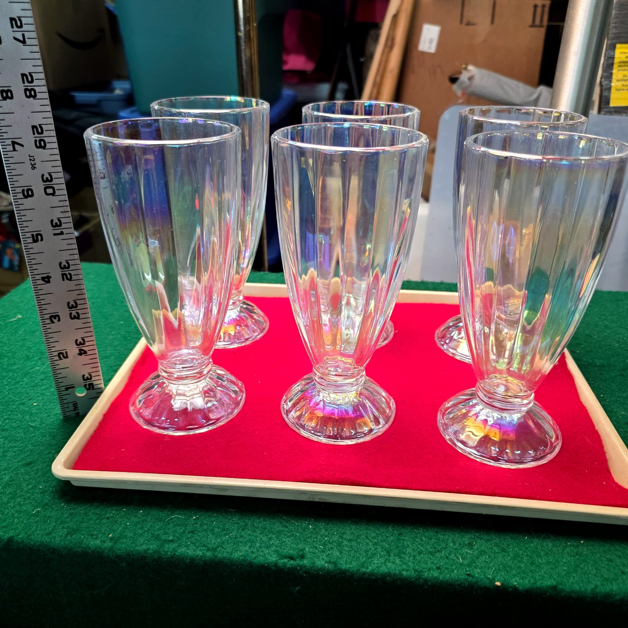 Set of 6 Iridescent Footed Milkshake Glasses