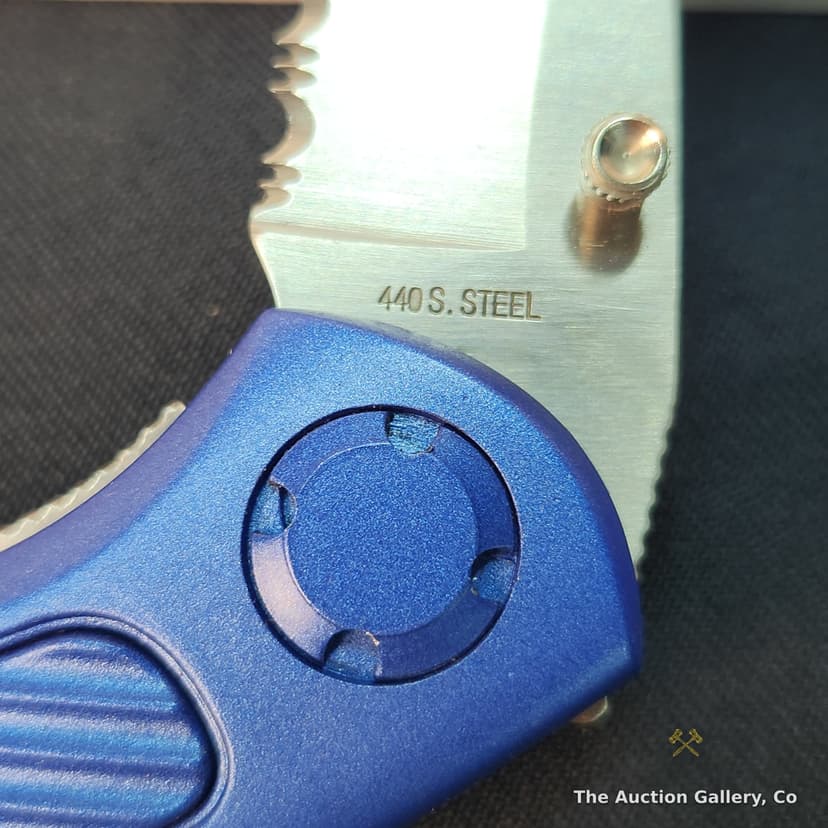 Blue Folding Pocket Knife, 440 S. Steel, New in Box β photo 3