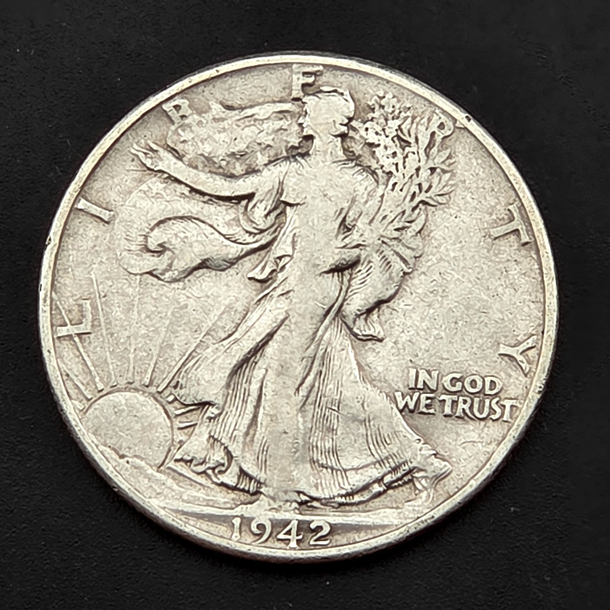 1942 Walking Liberty Half Dollar, 90% Silver
