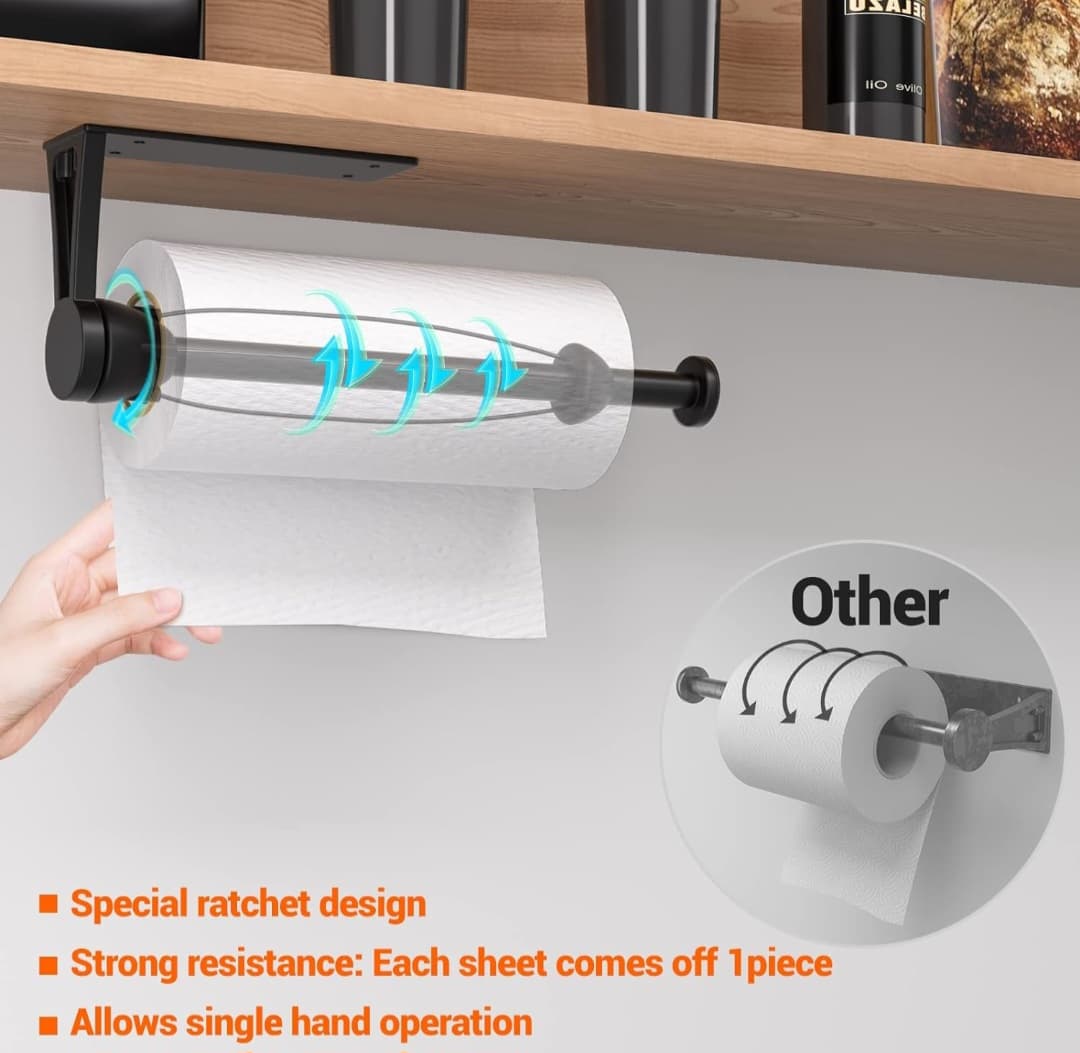 Paper Towel Holder - Under Cabinet or Wall Mount