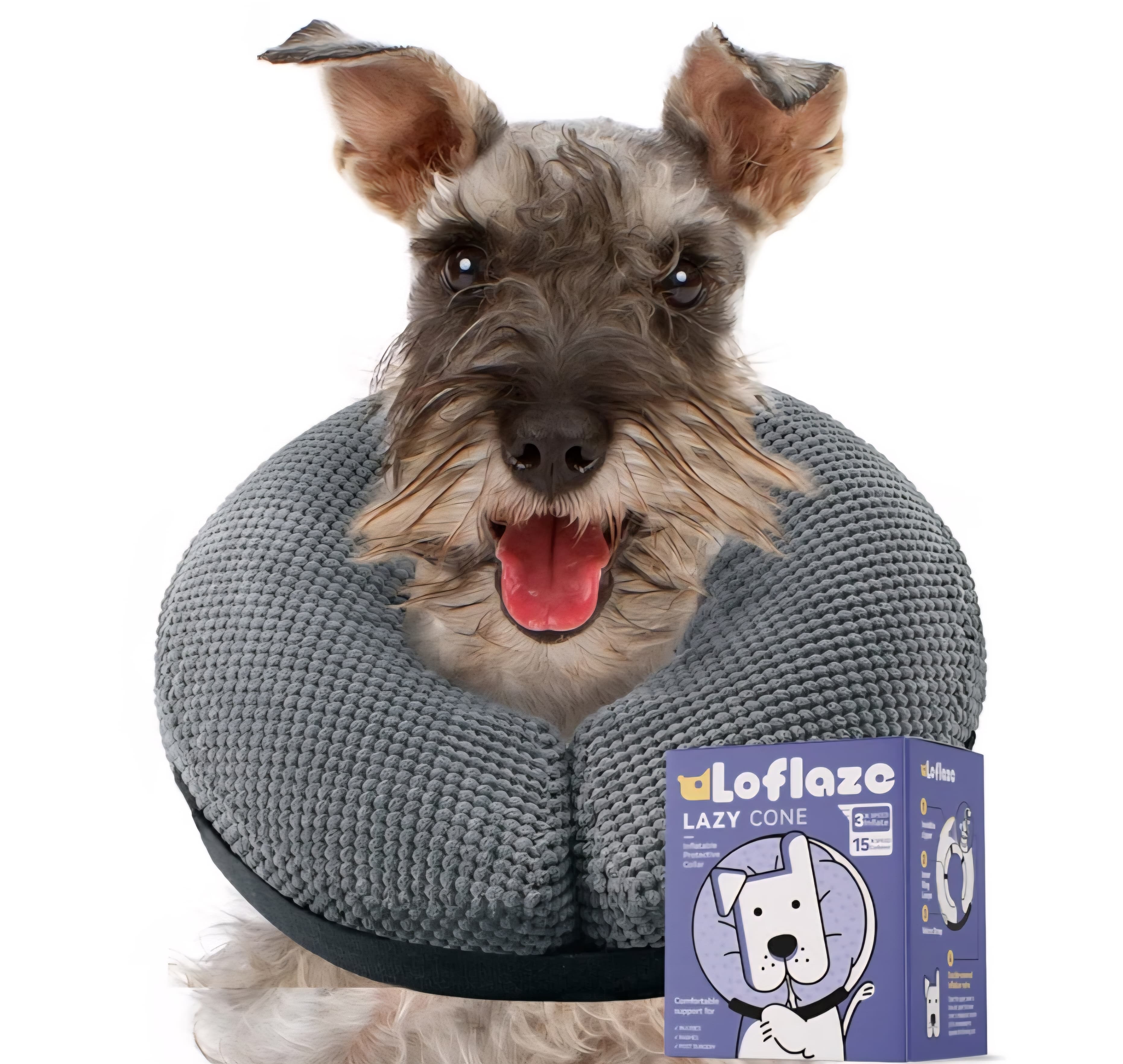 Soft Inflatable Dog Cone Collar - Post Surgery - Recovery Collar - Grey,M