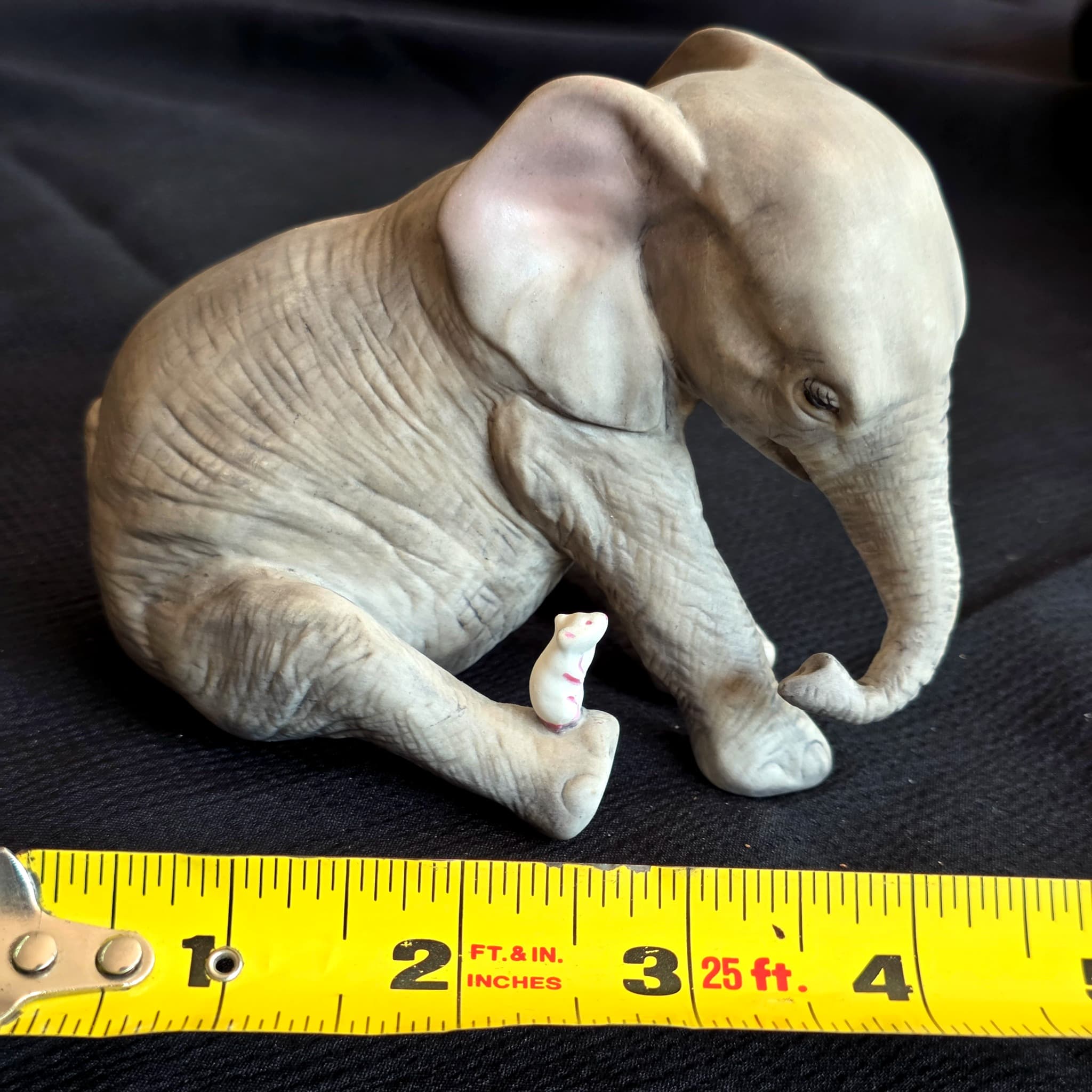 Franklin Mint Baby Elephant & Mouse Porcelain Figurine