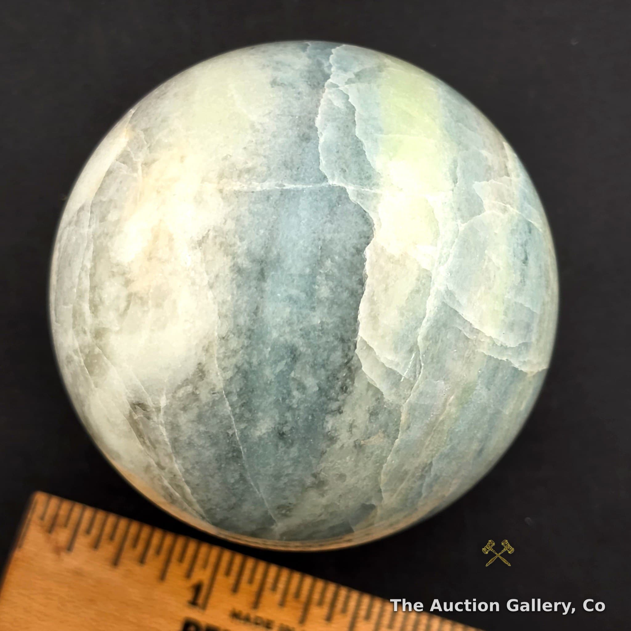 Polished Blue-Green Mineral Sphere, Approx. 2.5"