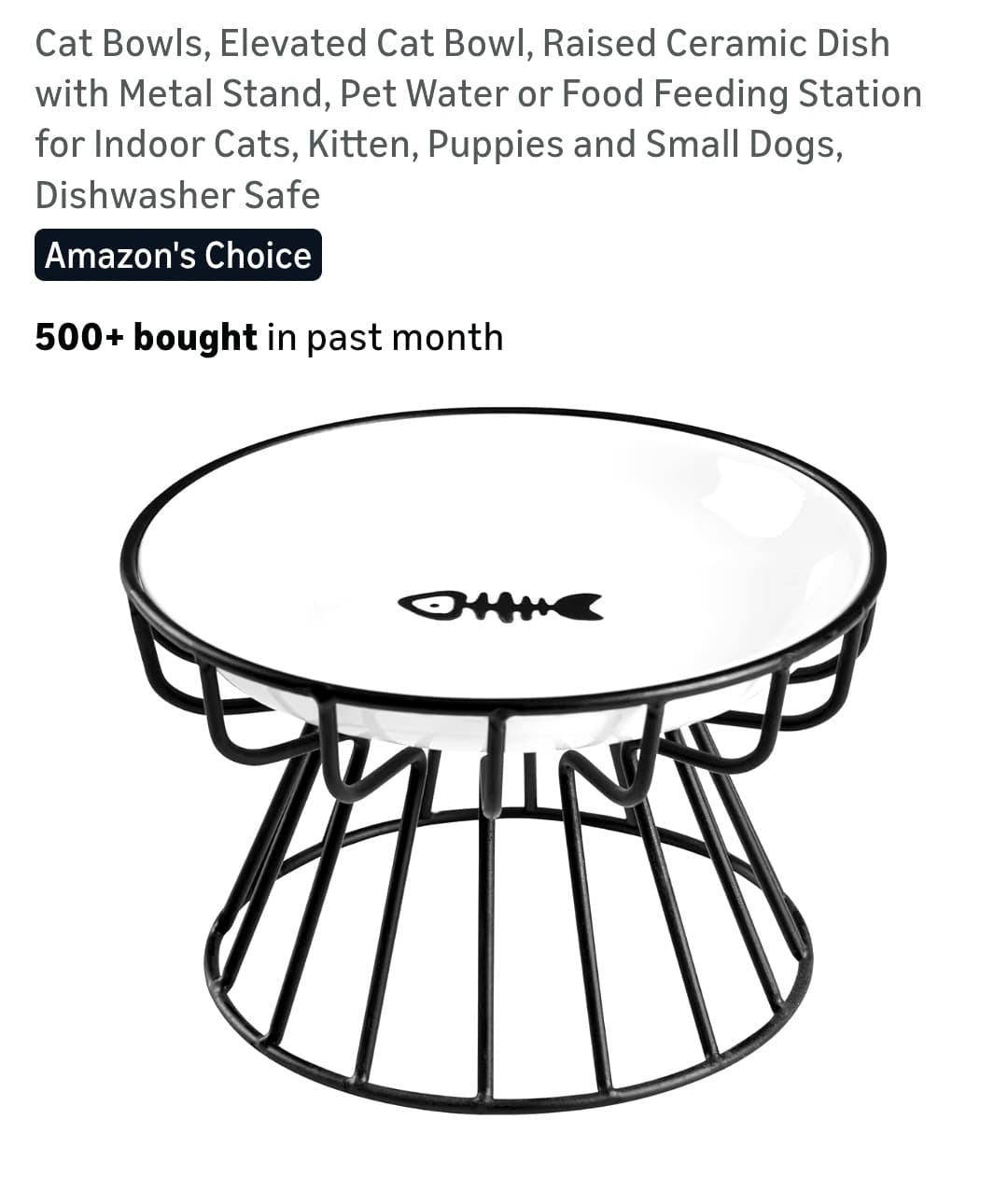 Elevated Ceramic Cat Bowl with Metal Stand, New