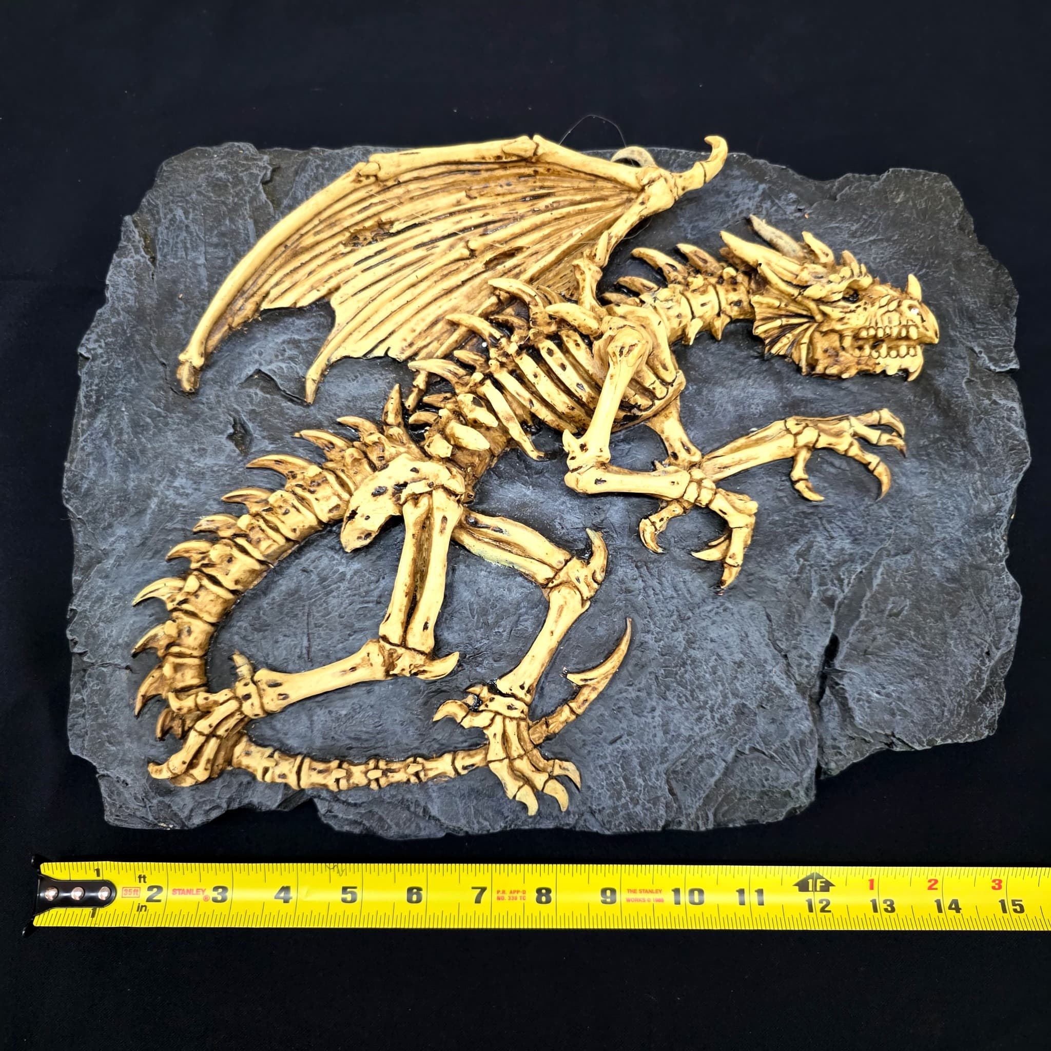 Gold Dragon Wall Replica Plaque on Slate Looking Base, 12" x 16.5"