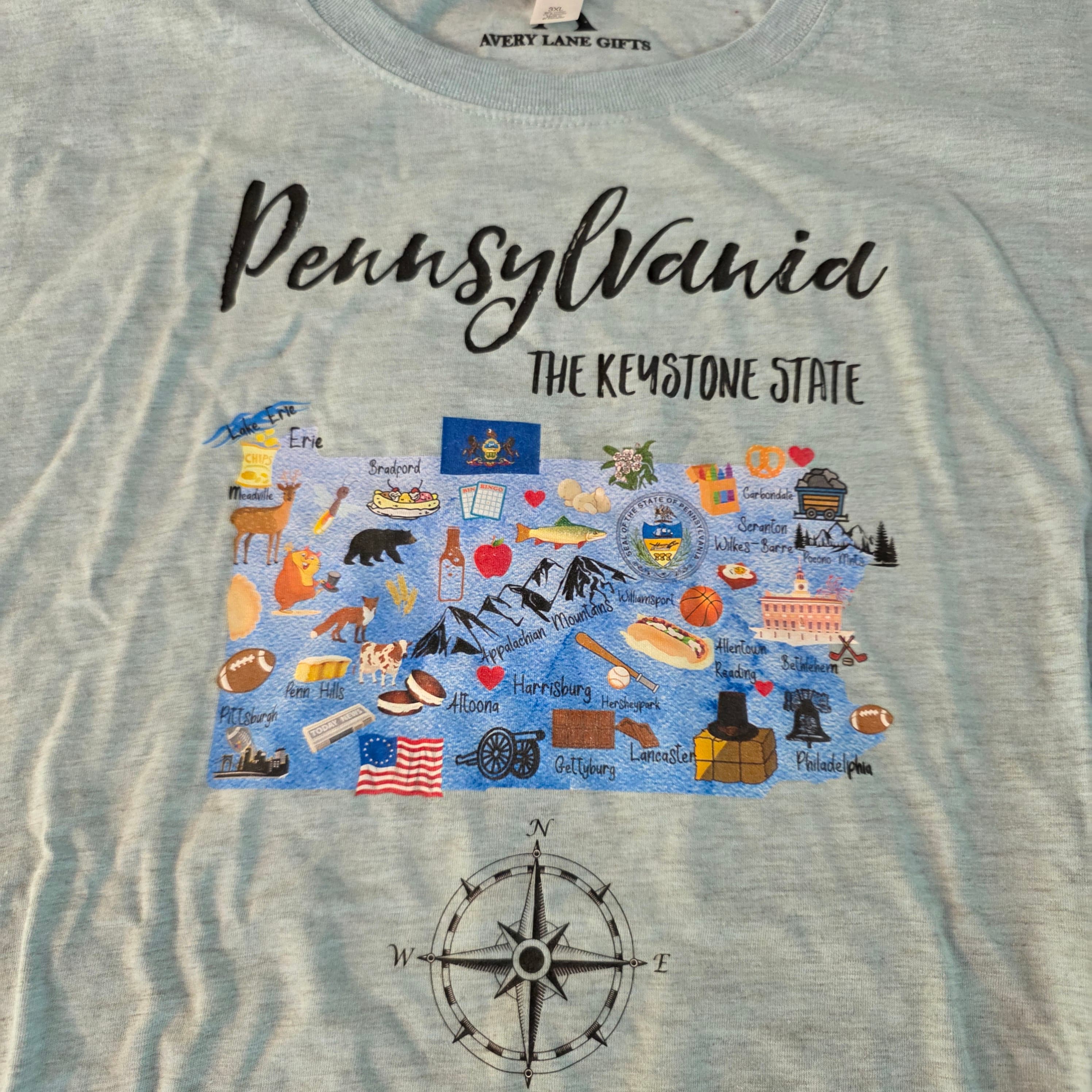 Pennsylvania Keystone State T-Shirt, 3XL, Avery Lane Gifts