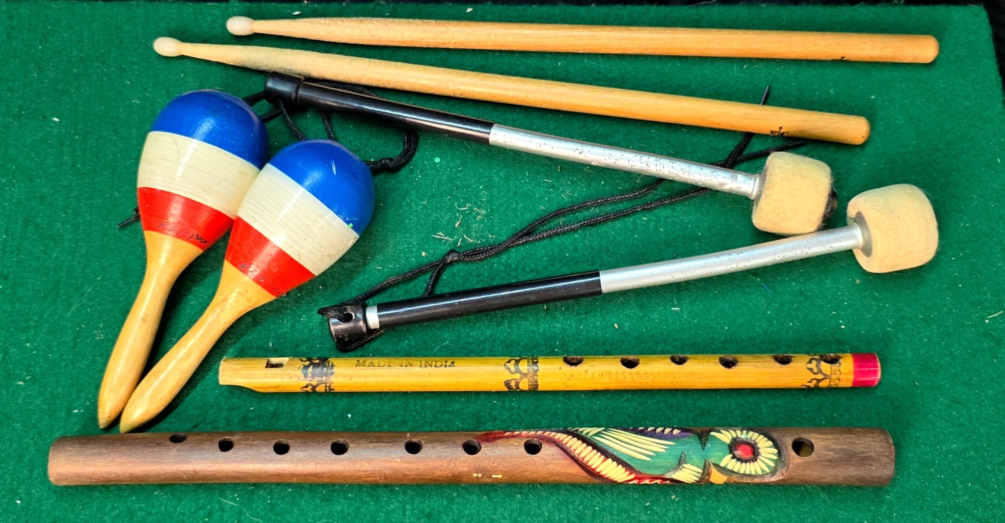 Mixed Percussion & Flute Lot, 8 Pieces