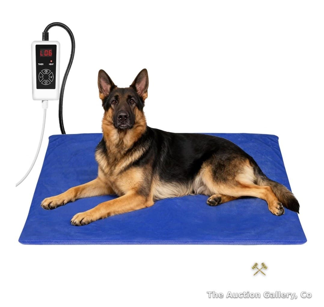 Electric Dog Heating Mat, 6-Level Temp, XL 36"x27", Blue