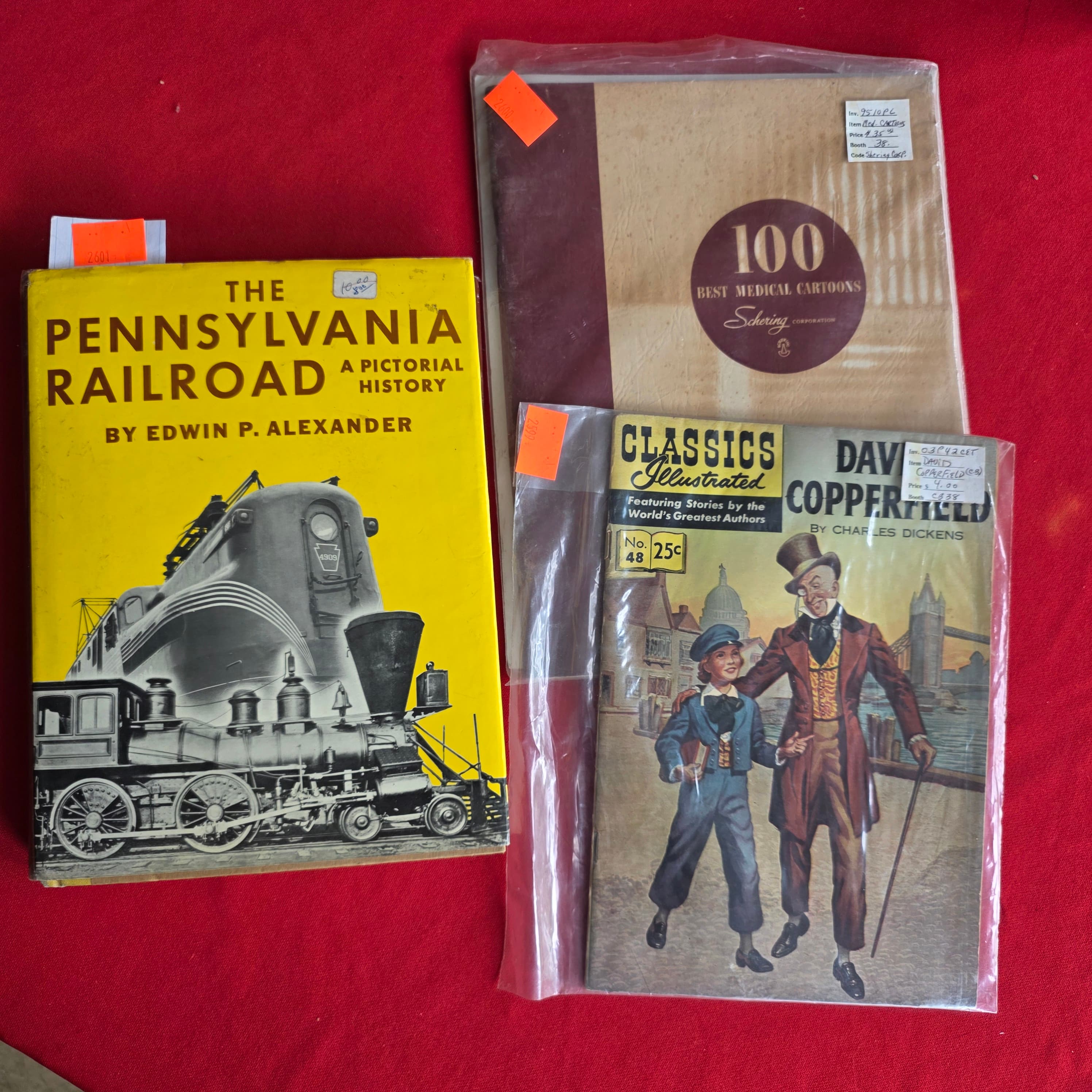 Vintage Books & Comics Lot of 3 β Railroad, Dickens, Medical Cartoons