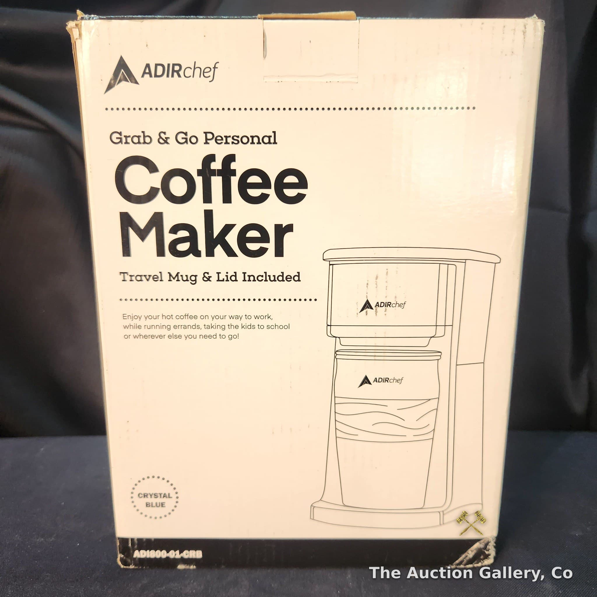 ADIRchef Grab & Go Personal Coffee Maker, Crystal Blue, New in Box