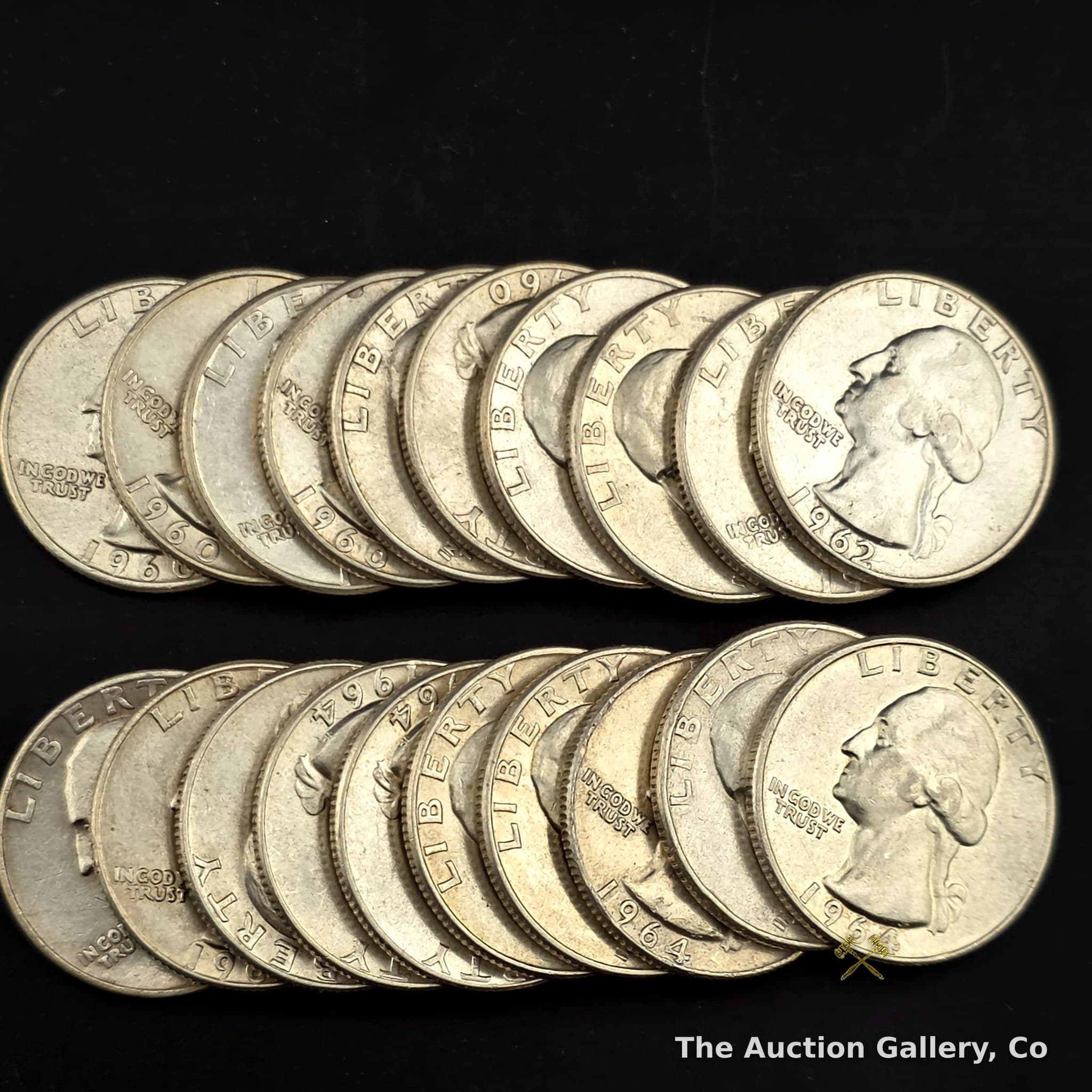 90% Silver Washington Quarters, Half Roll of 20 — Mixed Dates 1960–1964