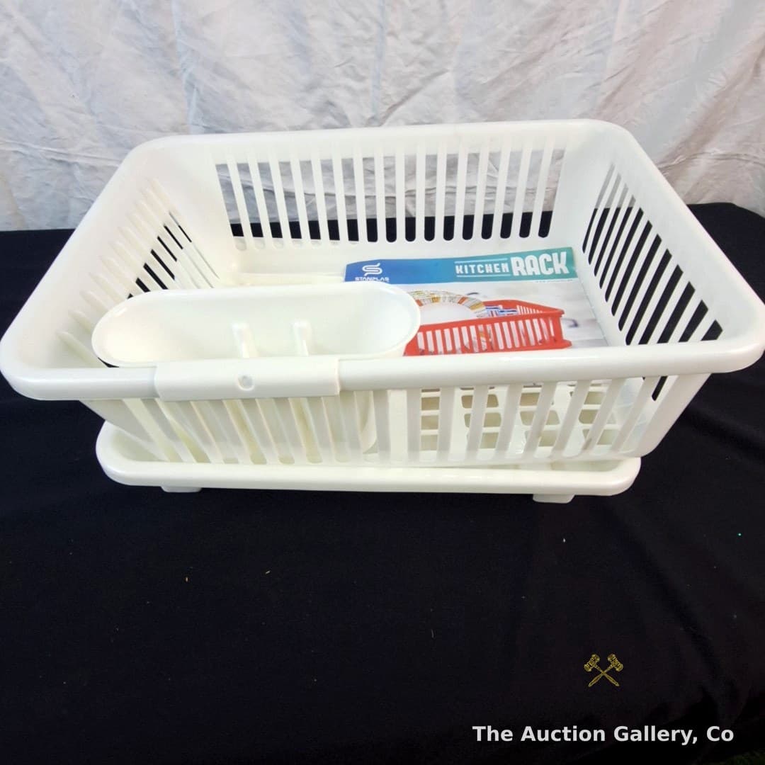 Stanplas Plastic Dish Rack with Drip Tray and Utensil Caddy