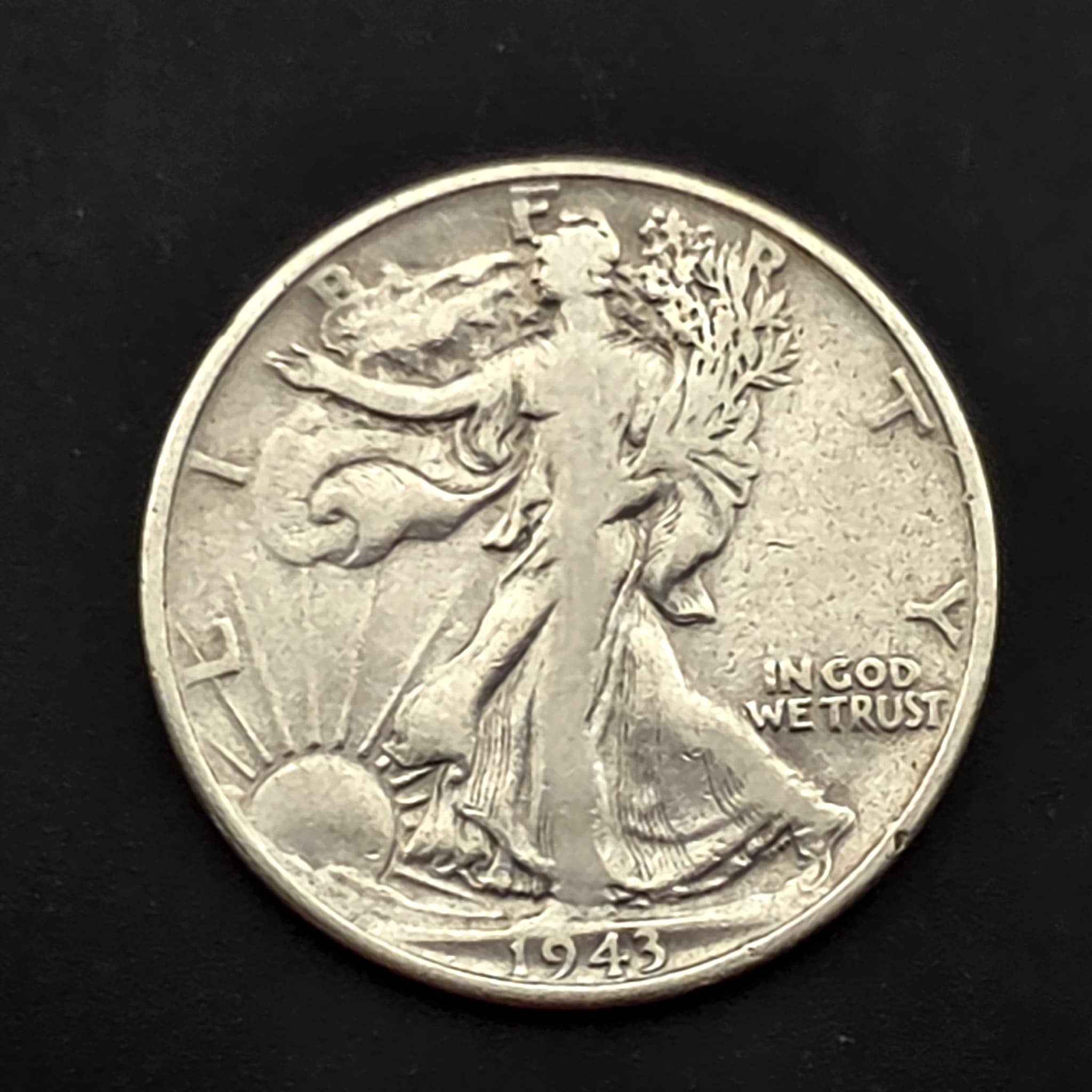 1943 Walking Liberty Half Dollar, 90% Silver