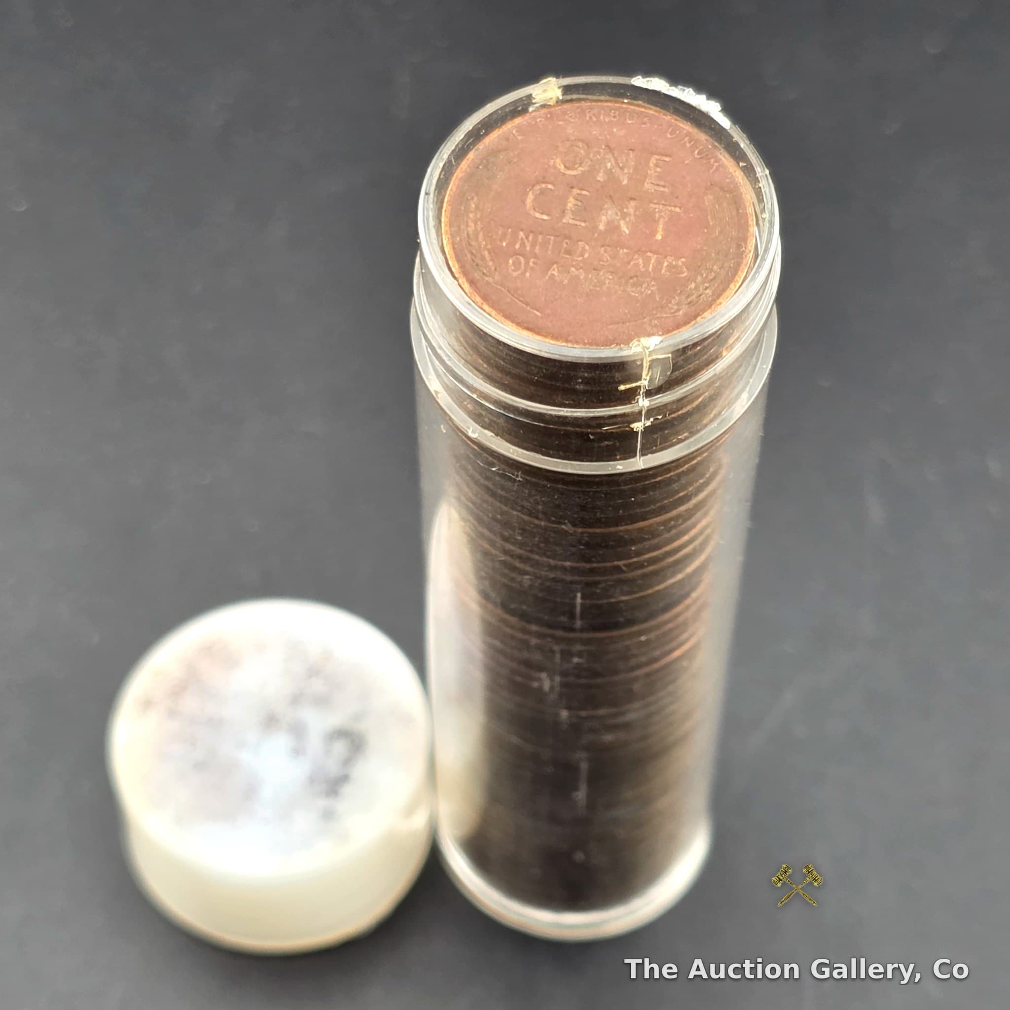 Lincoln Wheat Cent Roll, 50 Coins Unsorted