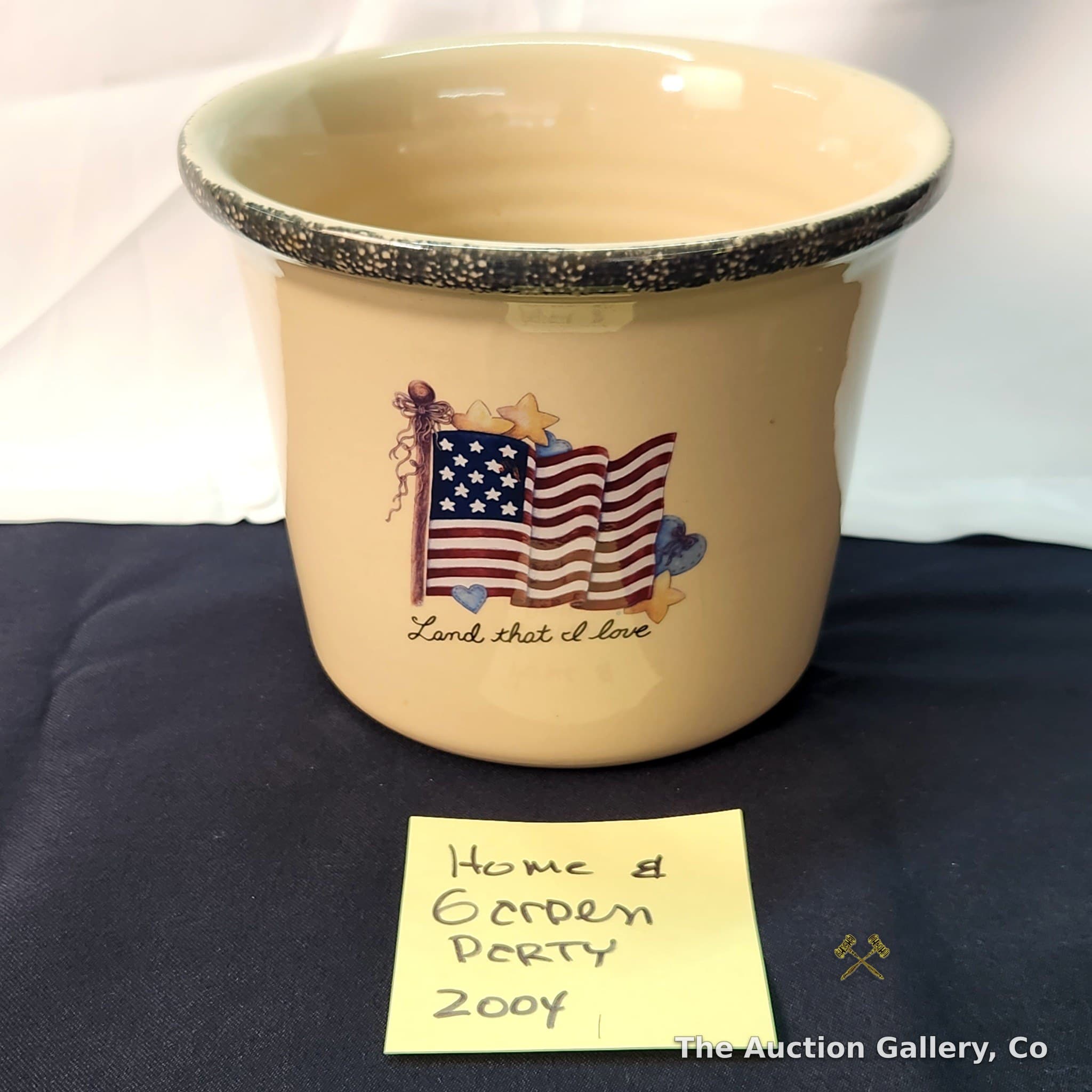 Home & Garden Party Ltd "Land That I Love" Patriotic Stoneware Crock, 2004