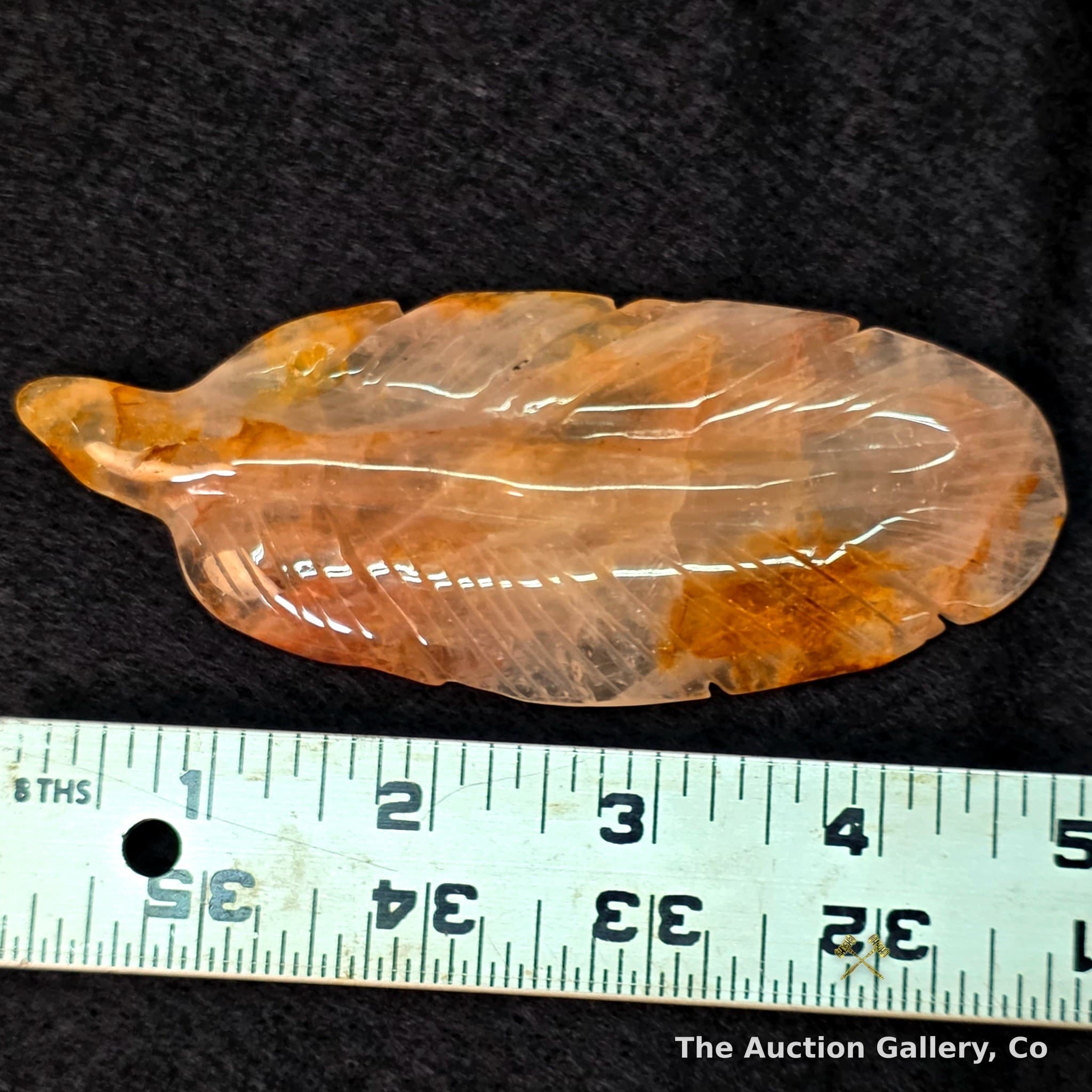 Carved Crystal Feather Figurine, Approx. 5"