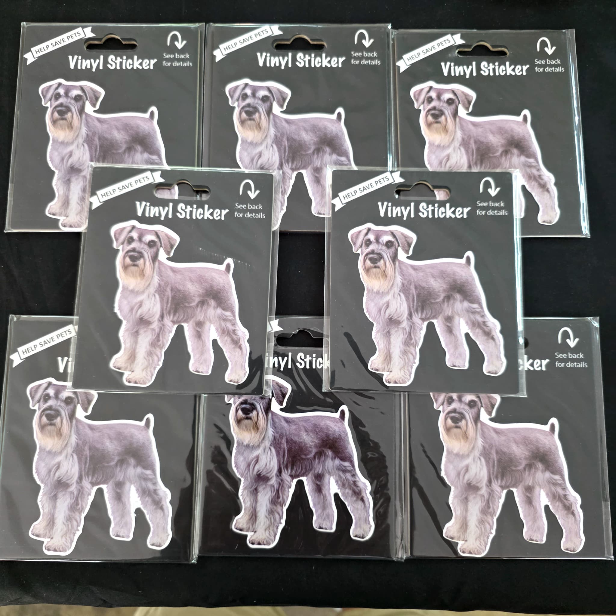 Set of 8 Schnauzer Vinyl Stickers, Brand New