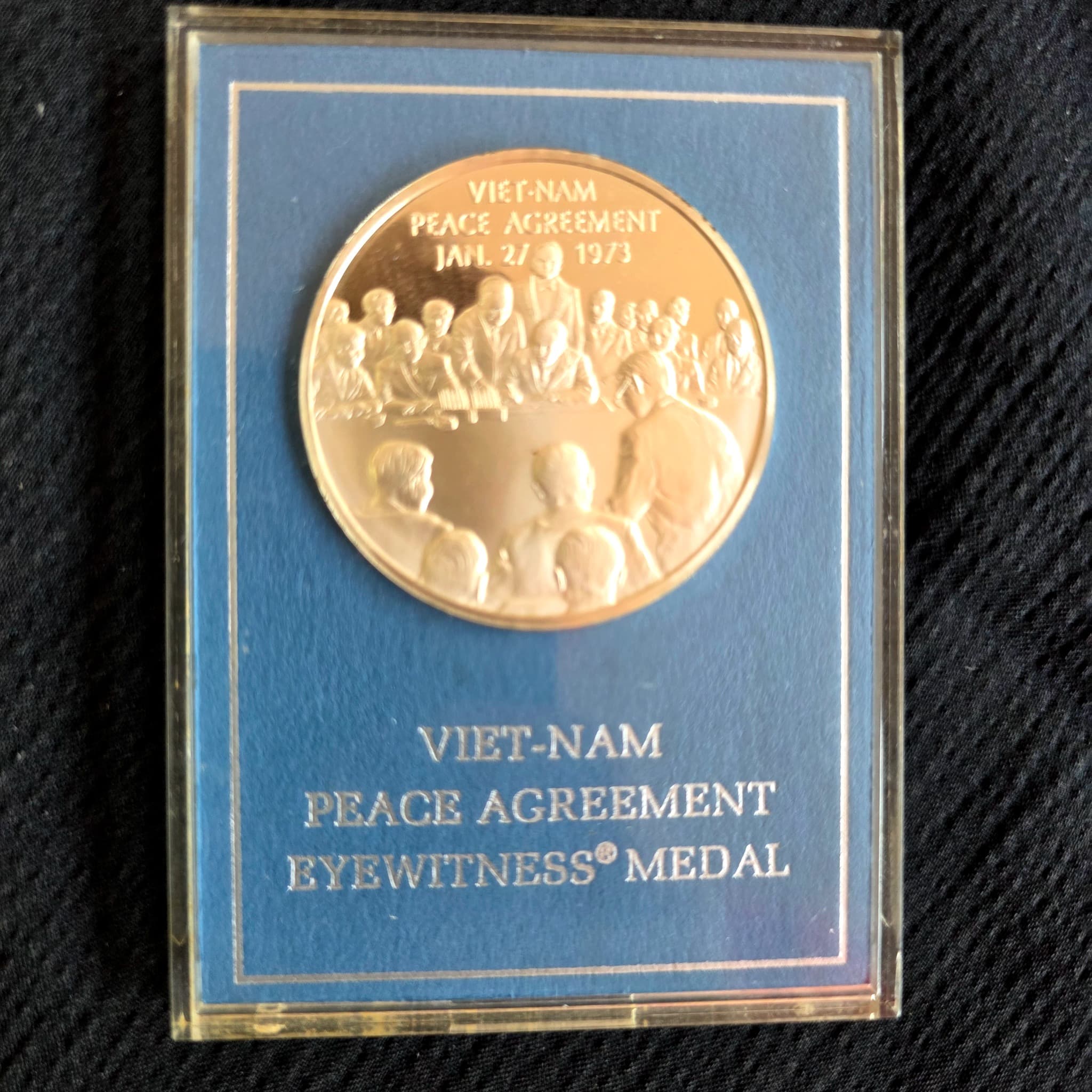 Franklin Mint Silver Viet-Nam Peace Agreement Eyewitness Medal, 1973