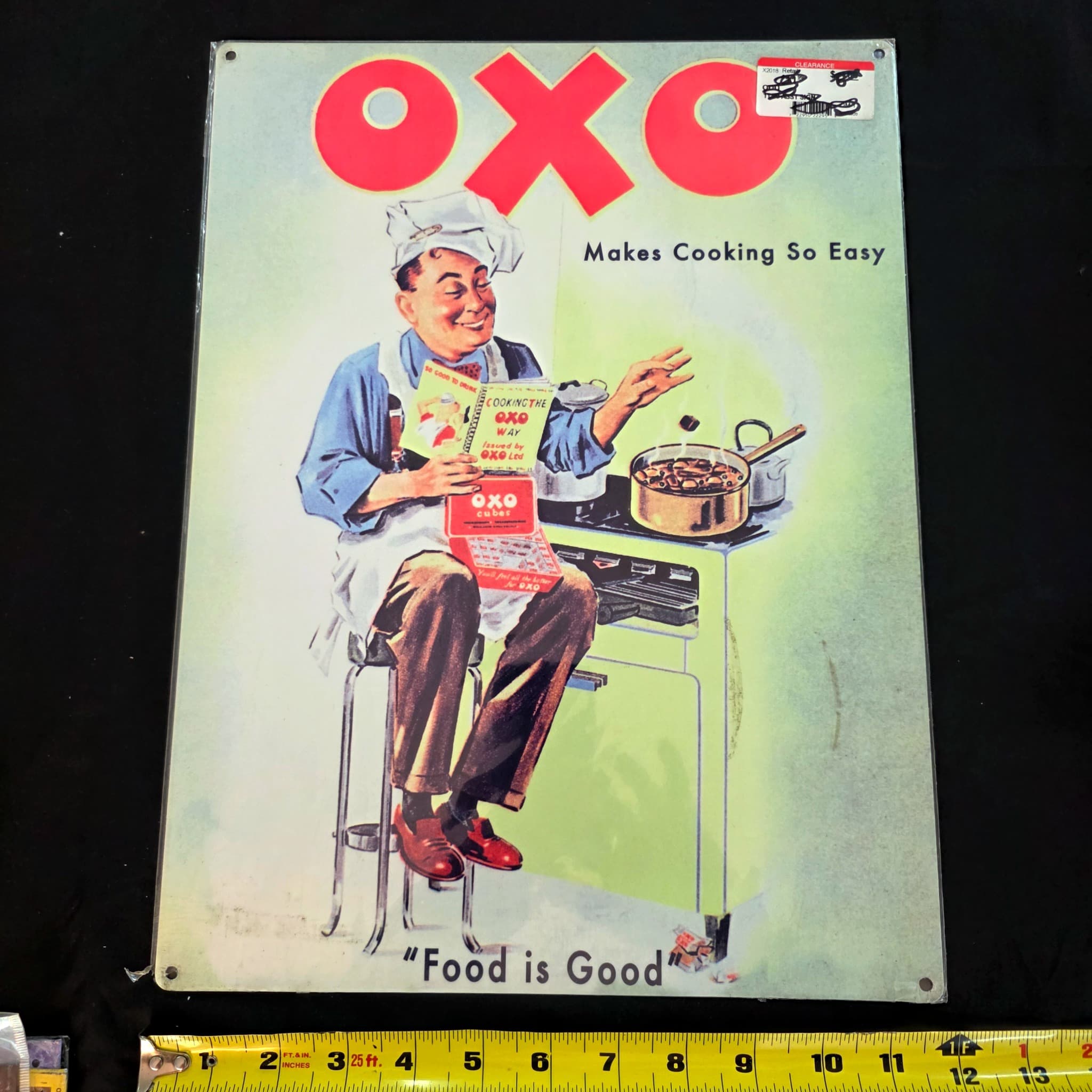 OXO "Food is Good" Vintage-Style Metal Advertising Sign