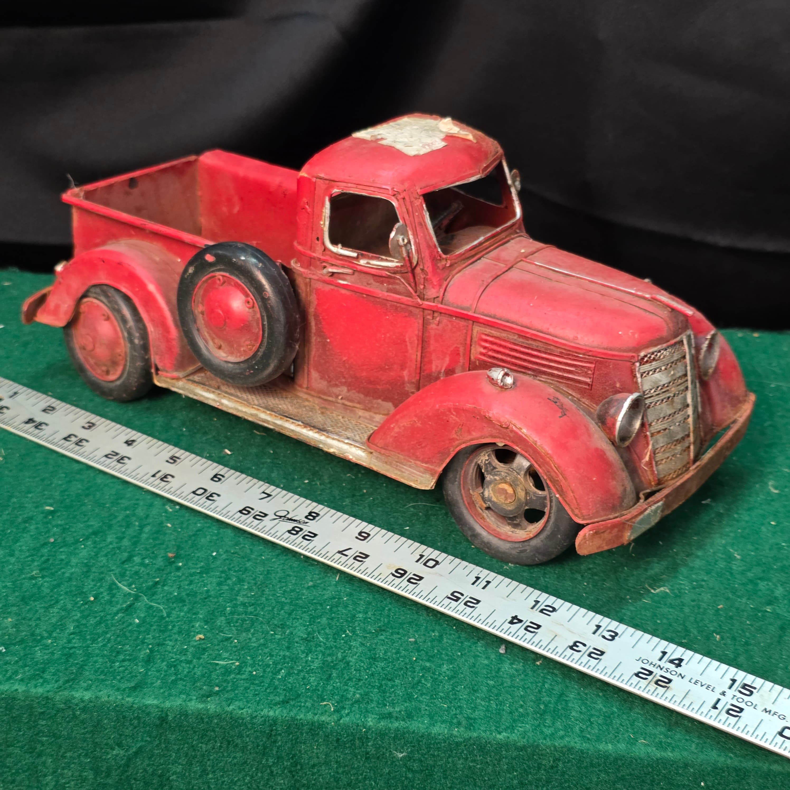 Rustic Red Pressed-Steel Pickup Truck Display