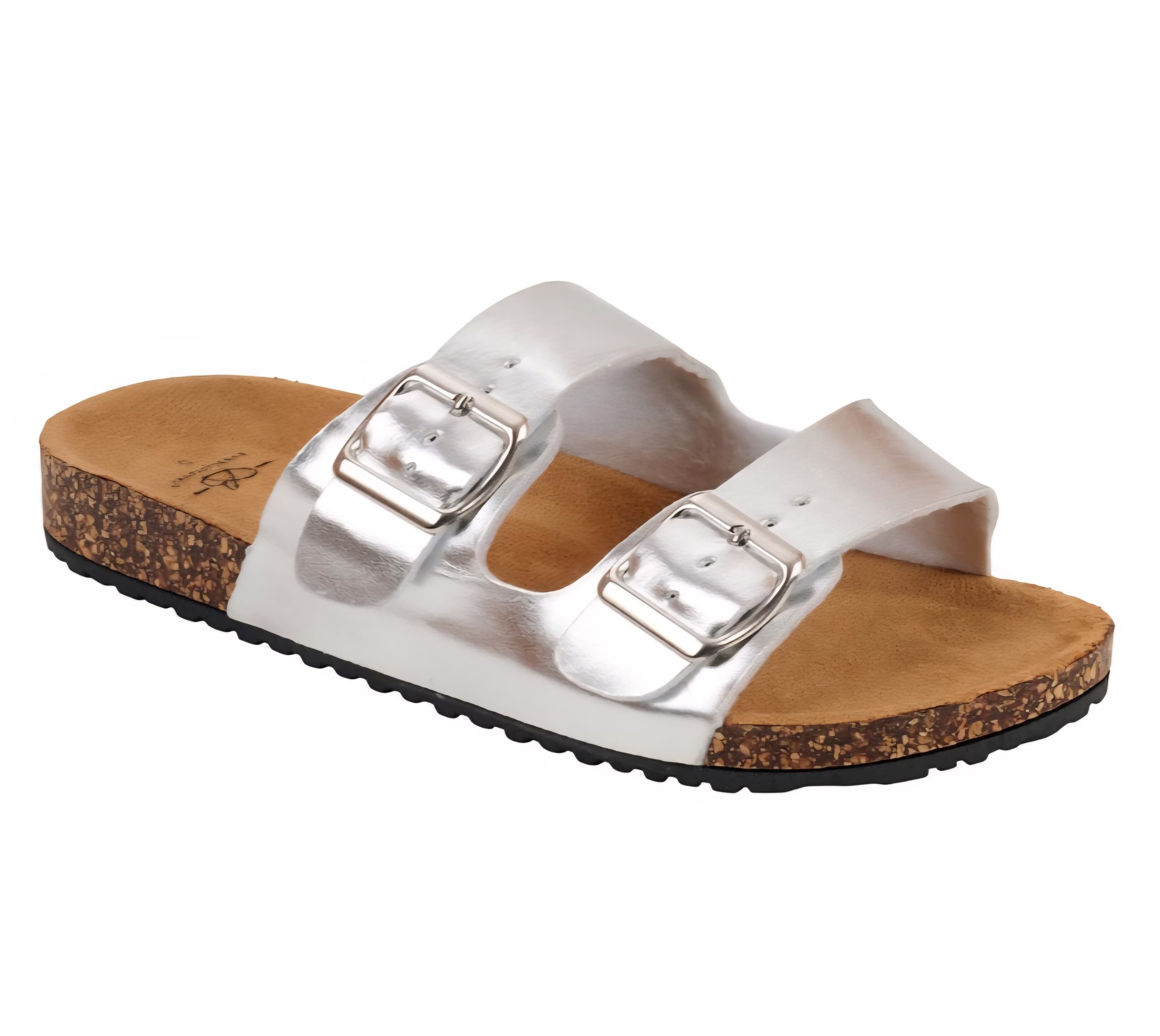 Metallic Double Strap Cork Slides (Medium 7/8)