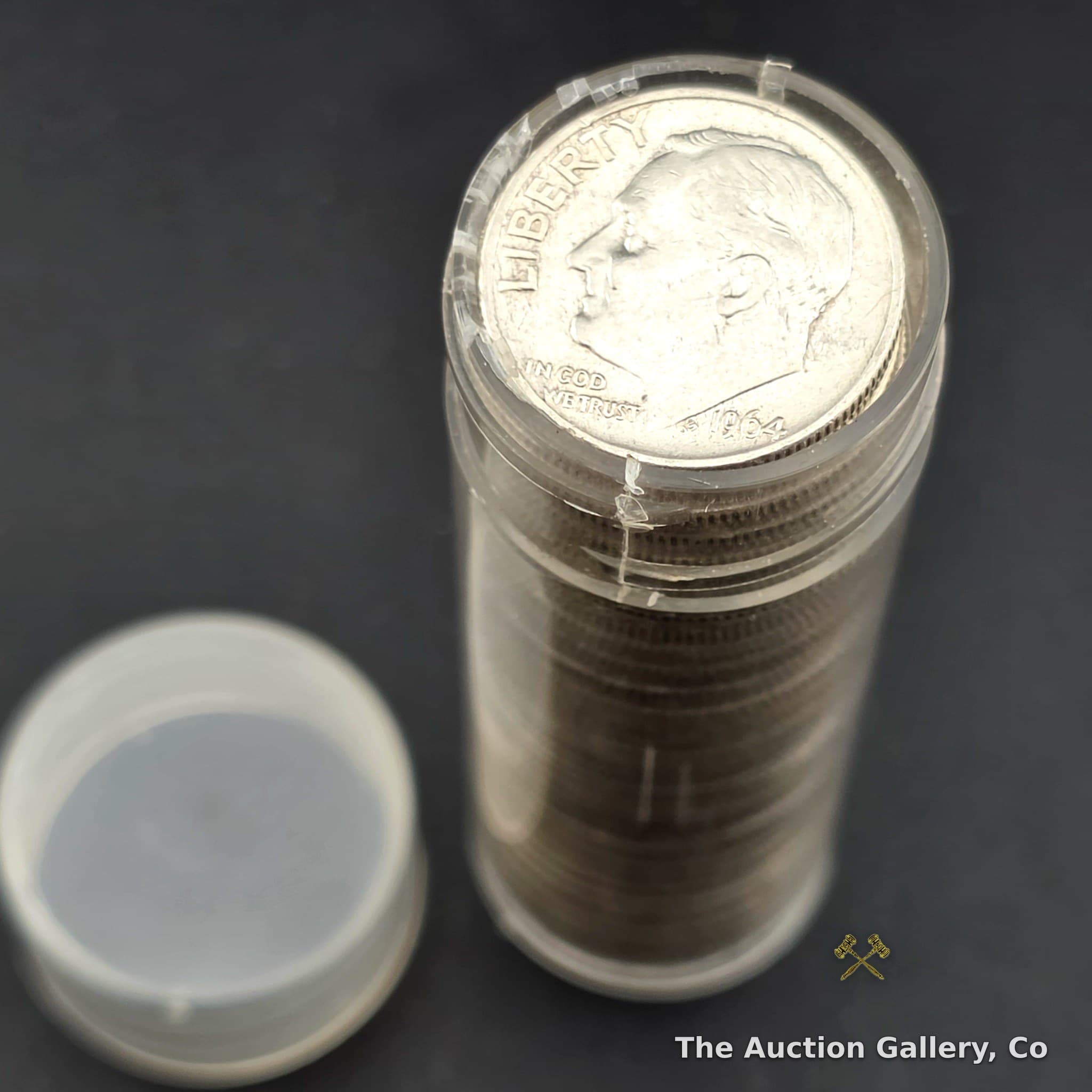 1964 Roosevelt Silver Dimes, Roll of 50 โ 90% Silver