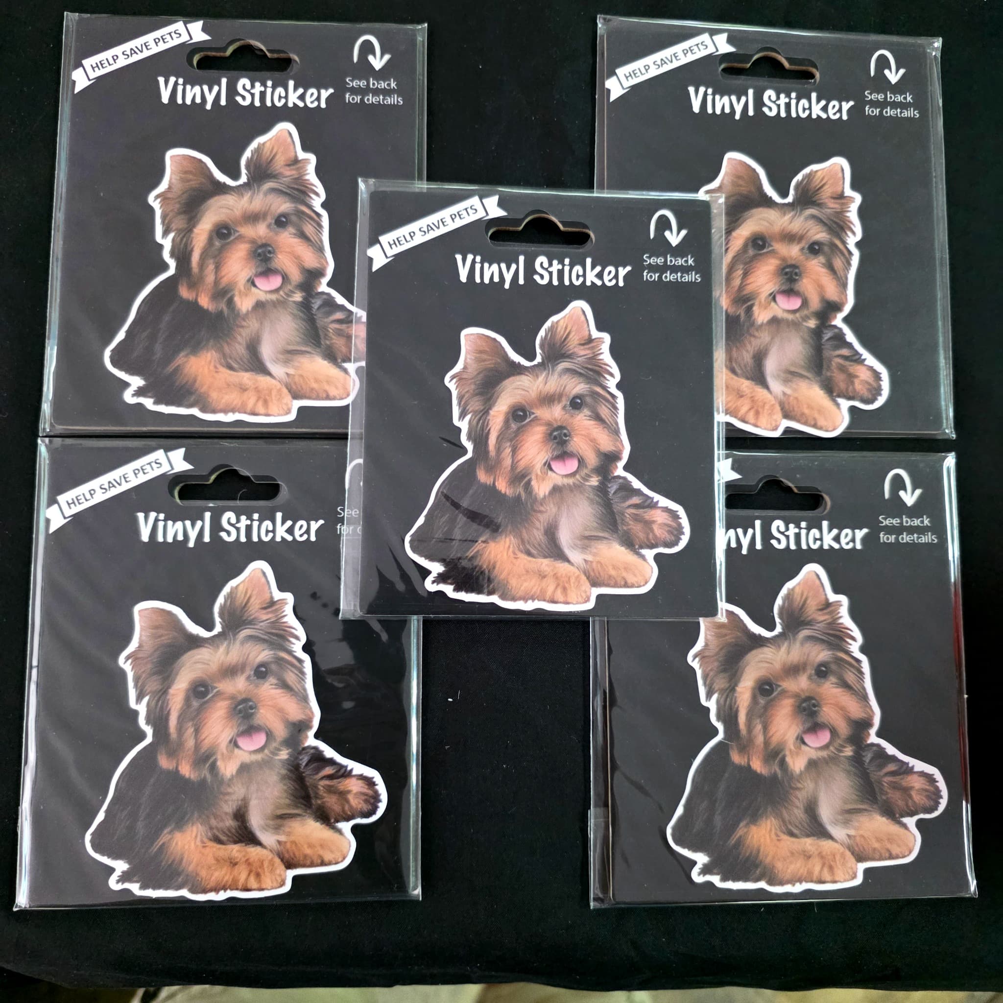 Set of 5 Yorkshire Terrier Vinyl Stickers, Brand New