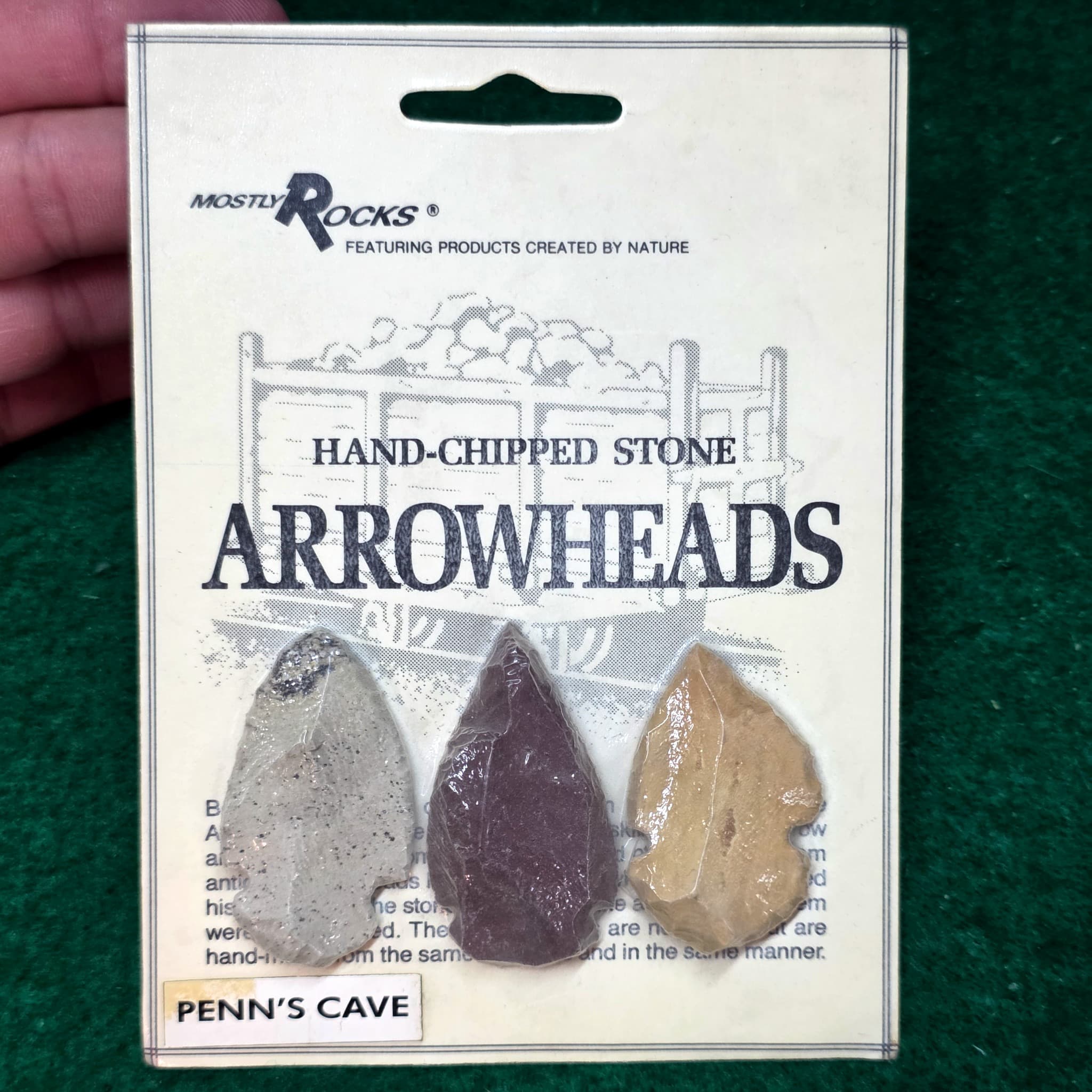Mostly Rocks Hand-Chipped Stone Arrowheads, Set of 3, Penn's Cave