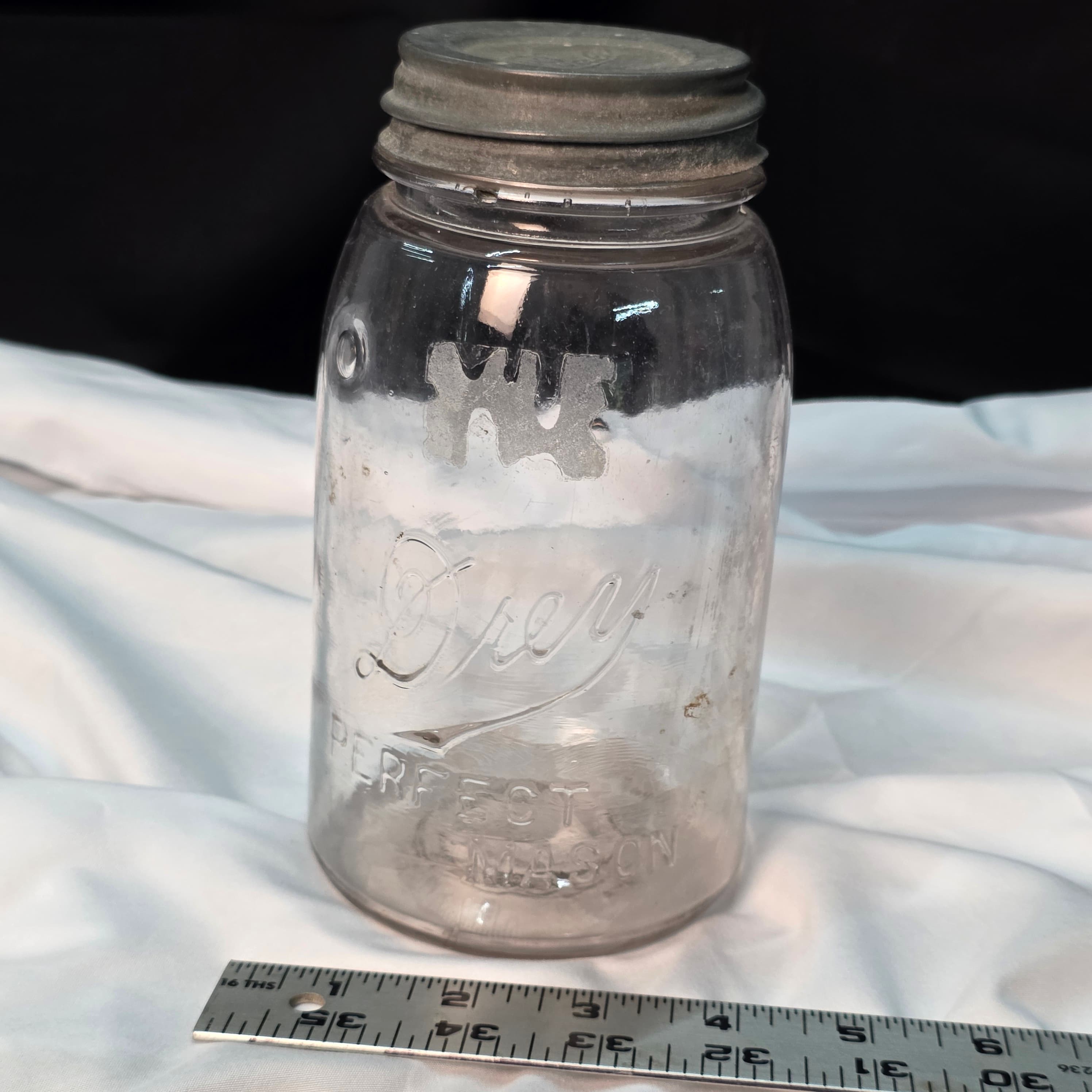 Antique 1910s Drey Perfect Mason Quart Jar - Sun-Colored Amethyst Pink Tinted Glass