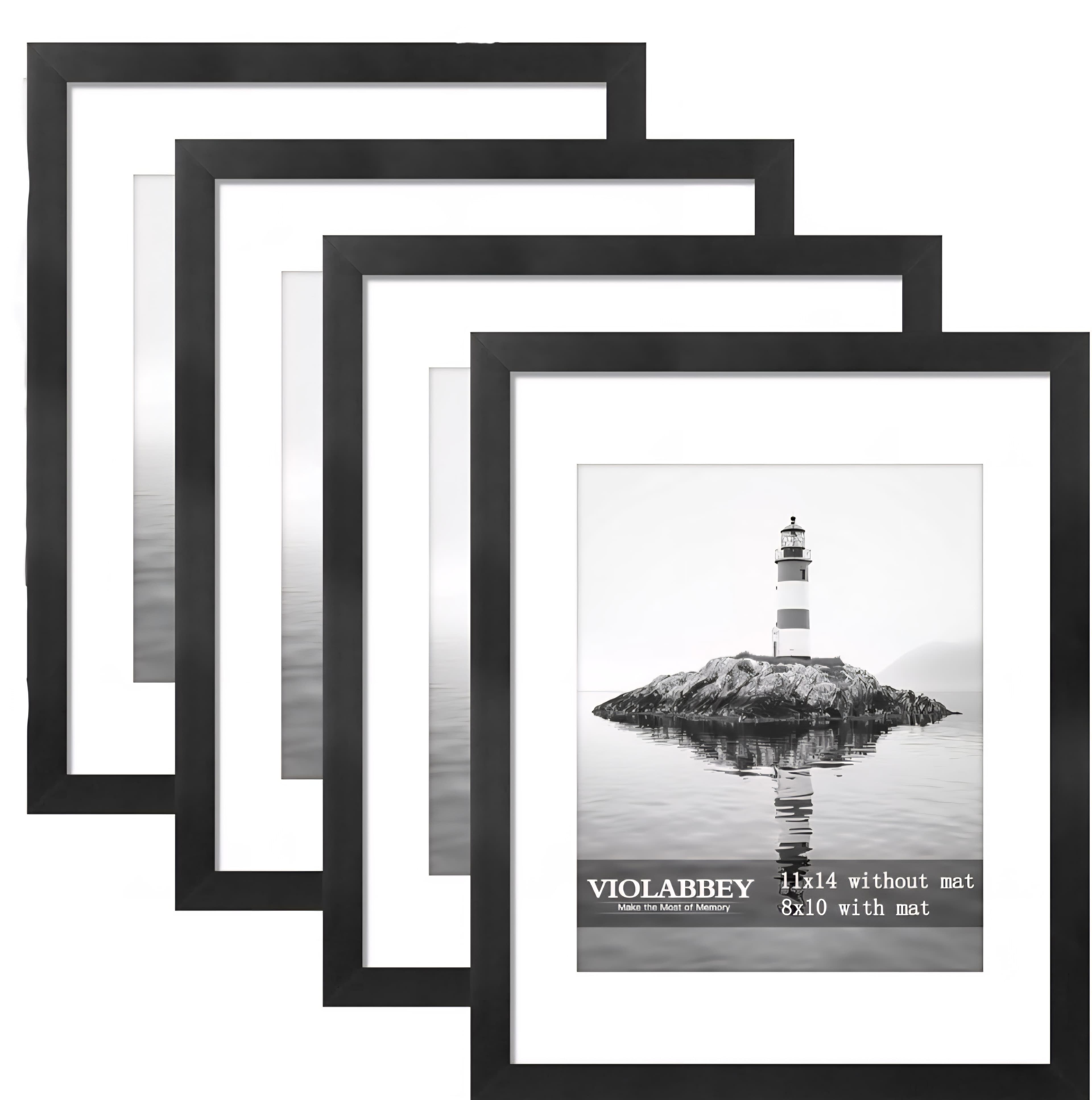 Set of 4, Black Frames 11x14 or 8x10 with Mat